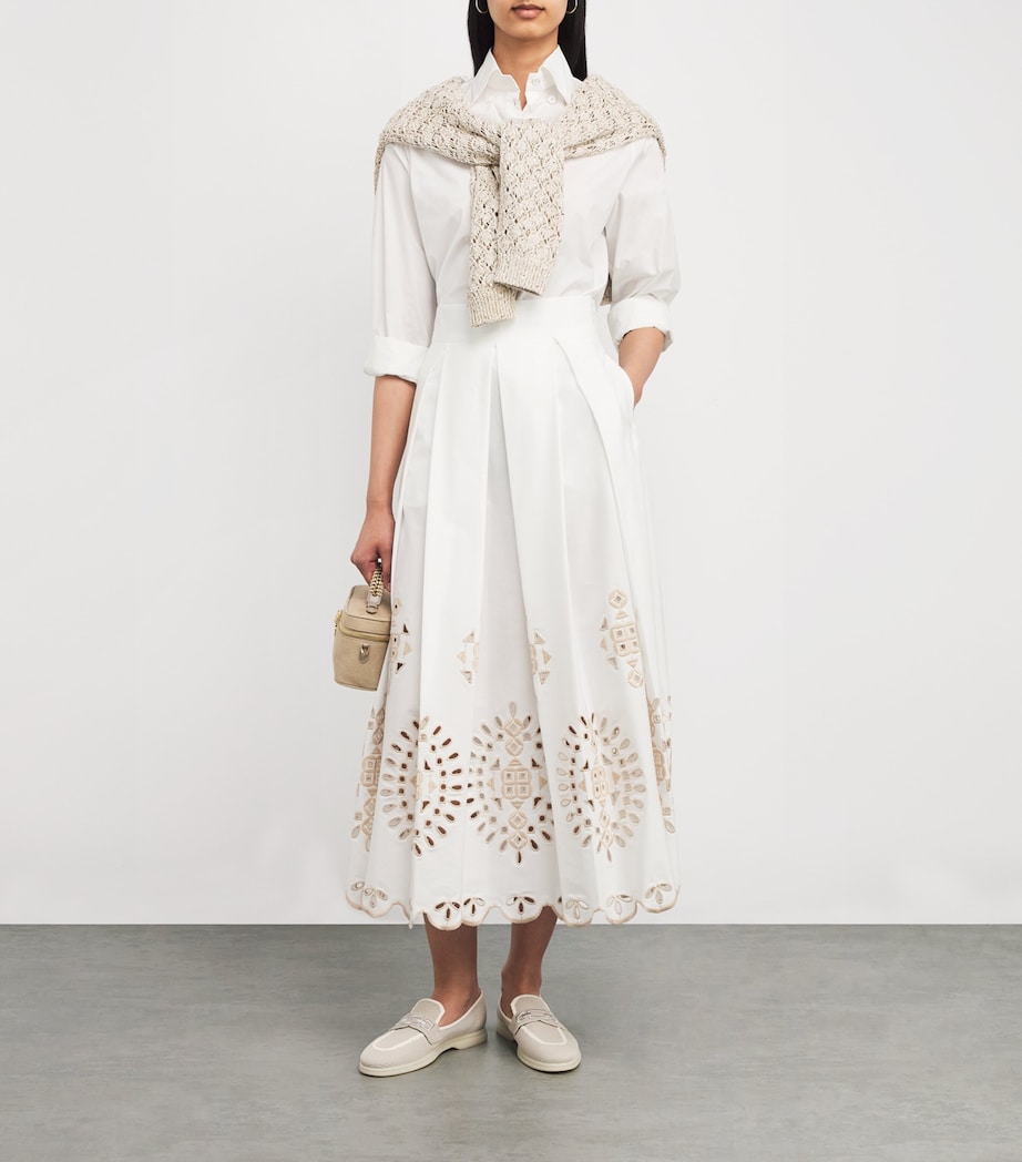 Eleventy Womens Stretch-Cotton Shirt Bianco Image 2