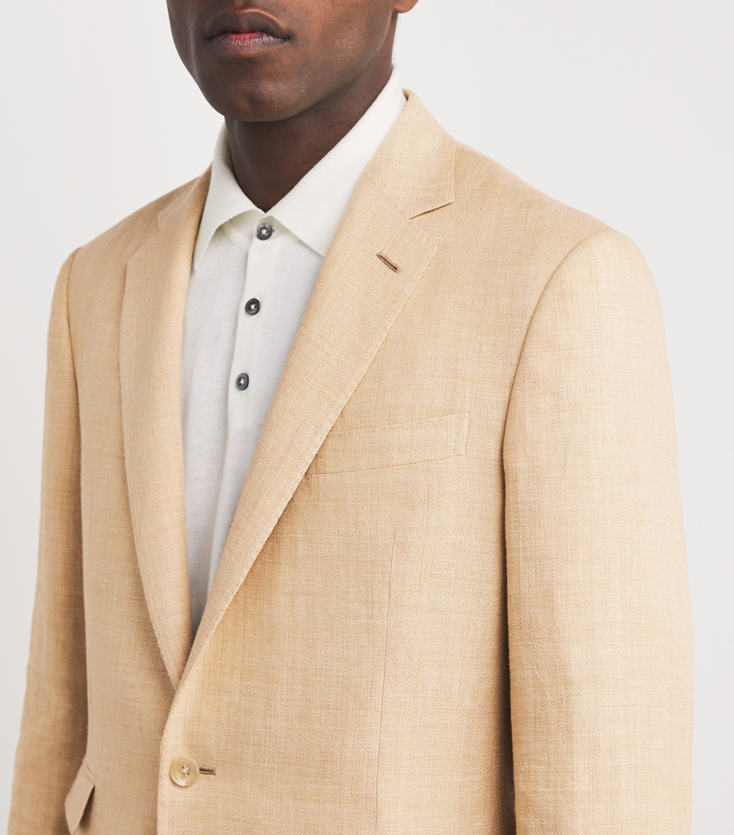 Ralph Lauren Purple Label Mens Linen-Silk Kent Blazer Tan Multi Image 6
