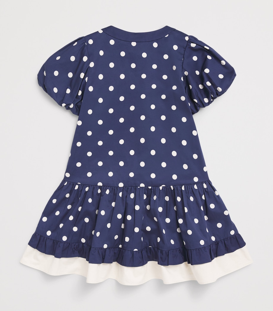 Self-Portrait Kids Taffeta Polka-Dot Dress (4-12 Years) Navy Image 2