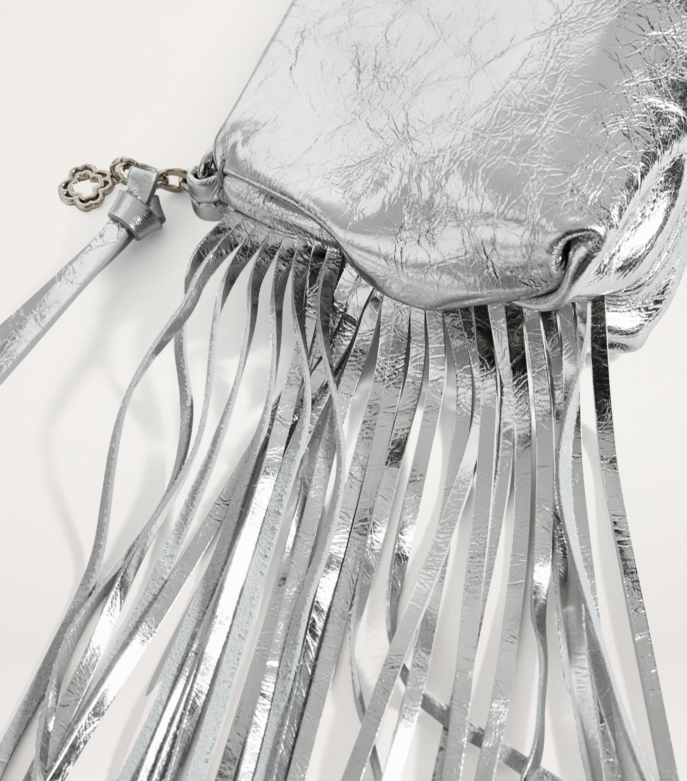 Leather Miss M Clutch Bag SILVER Image 3