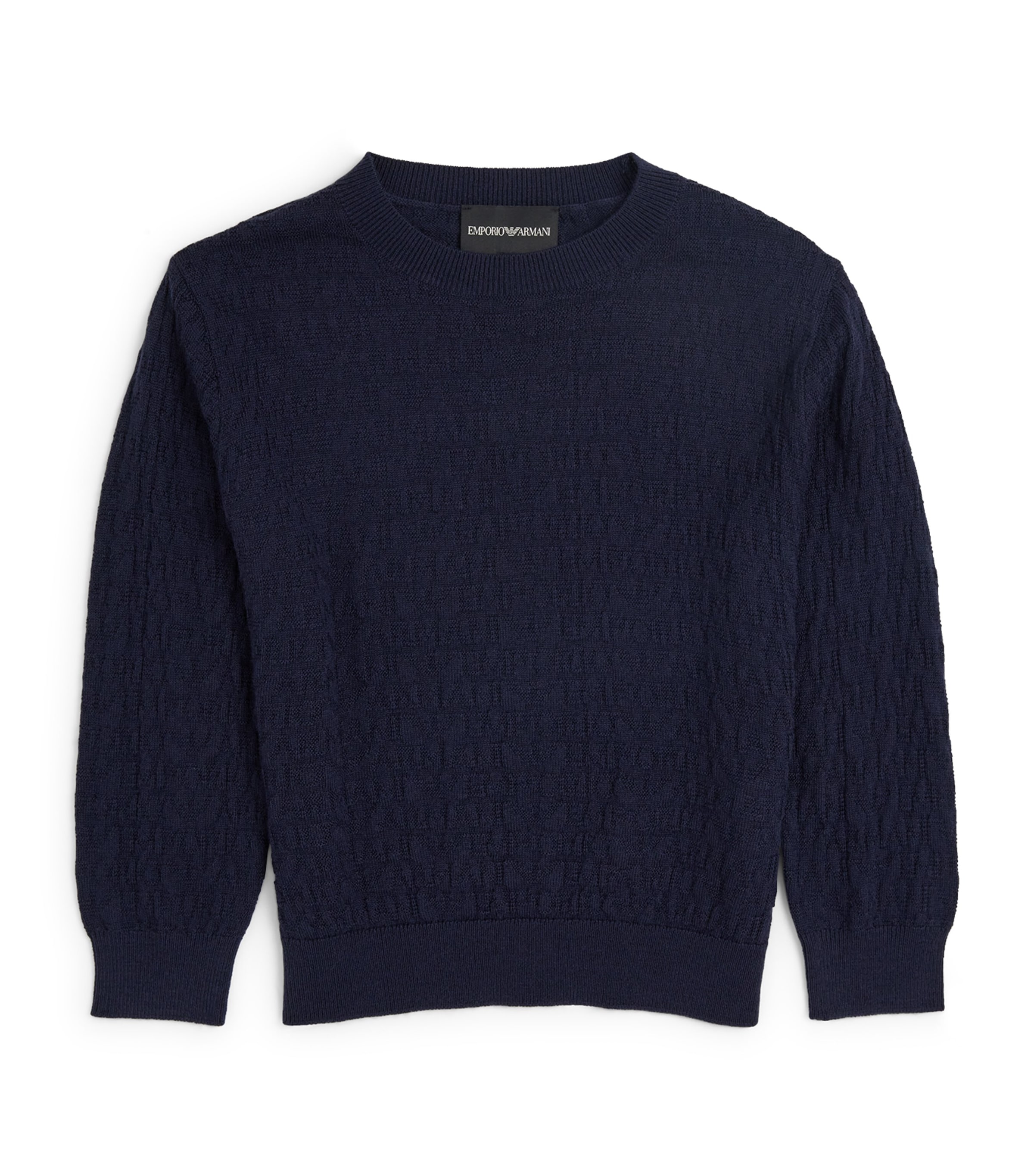 Shop Emporio Armani Logo-knit Sweater In Navy