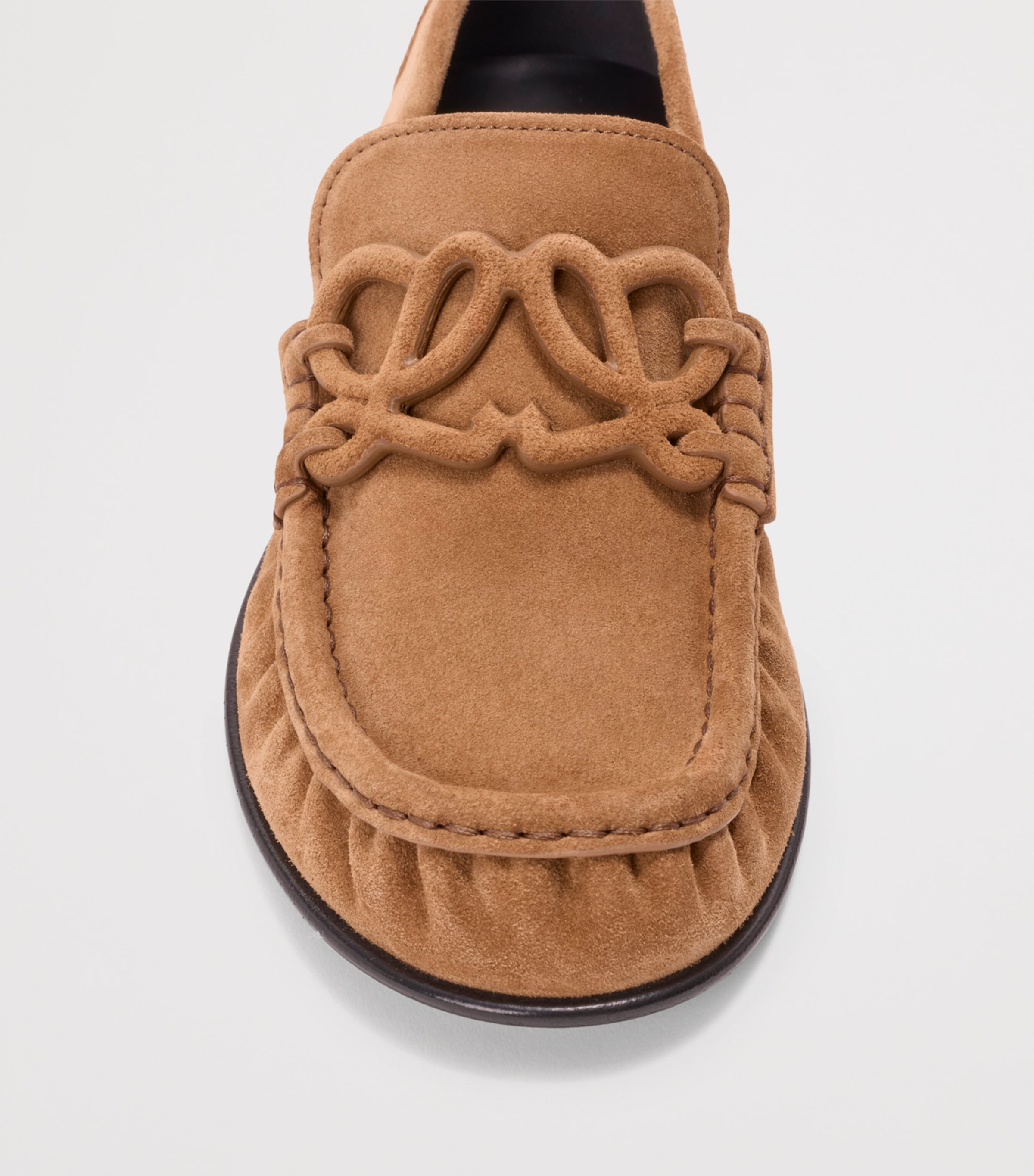 LOEWE Suede Double L Loafers Caramel Latte Image 5