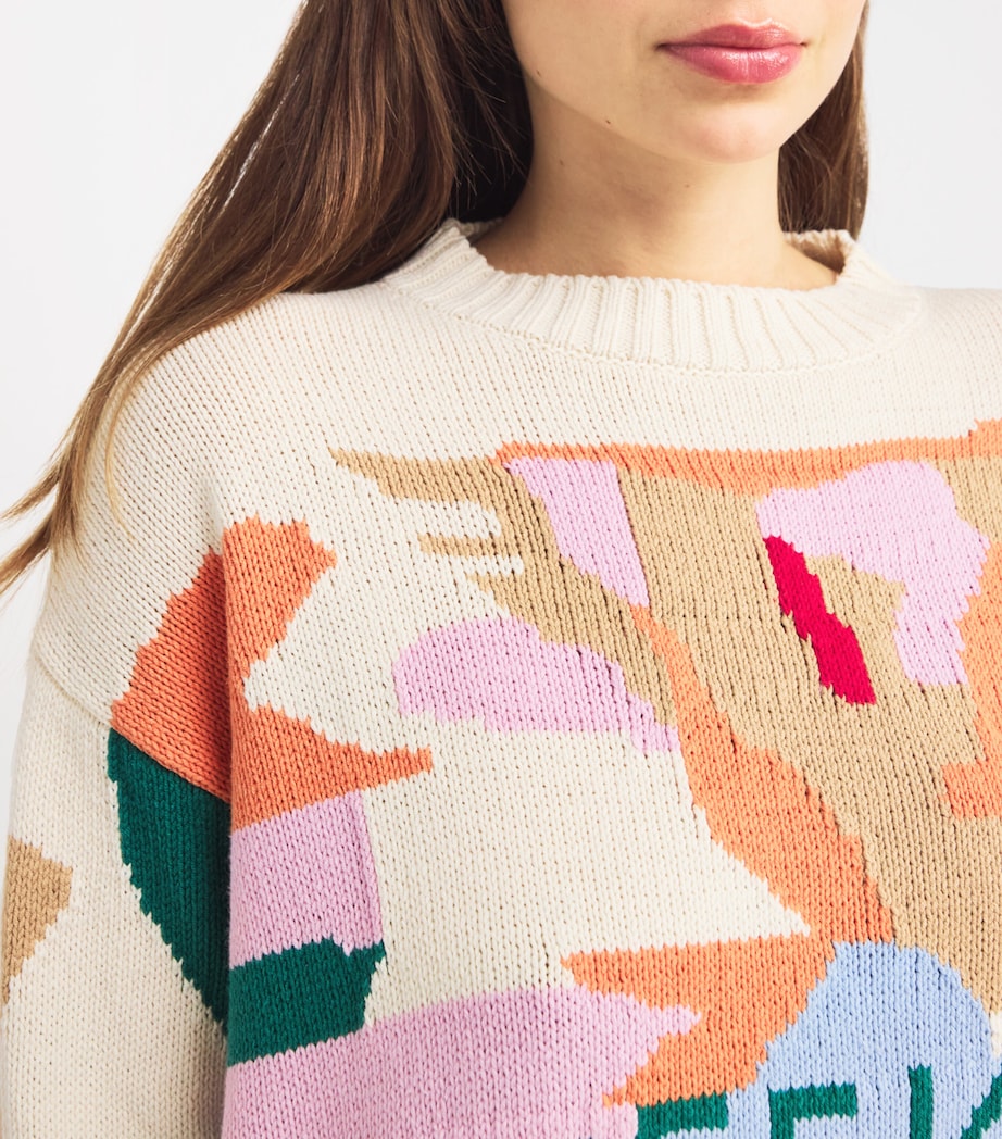 Weekend Max Mara Womens Jacquard Logo Sweater Orange Image 6