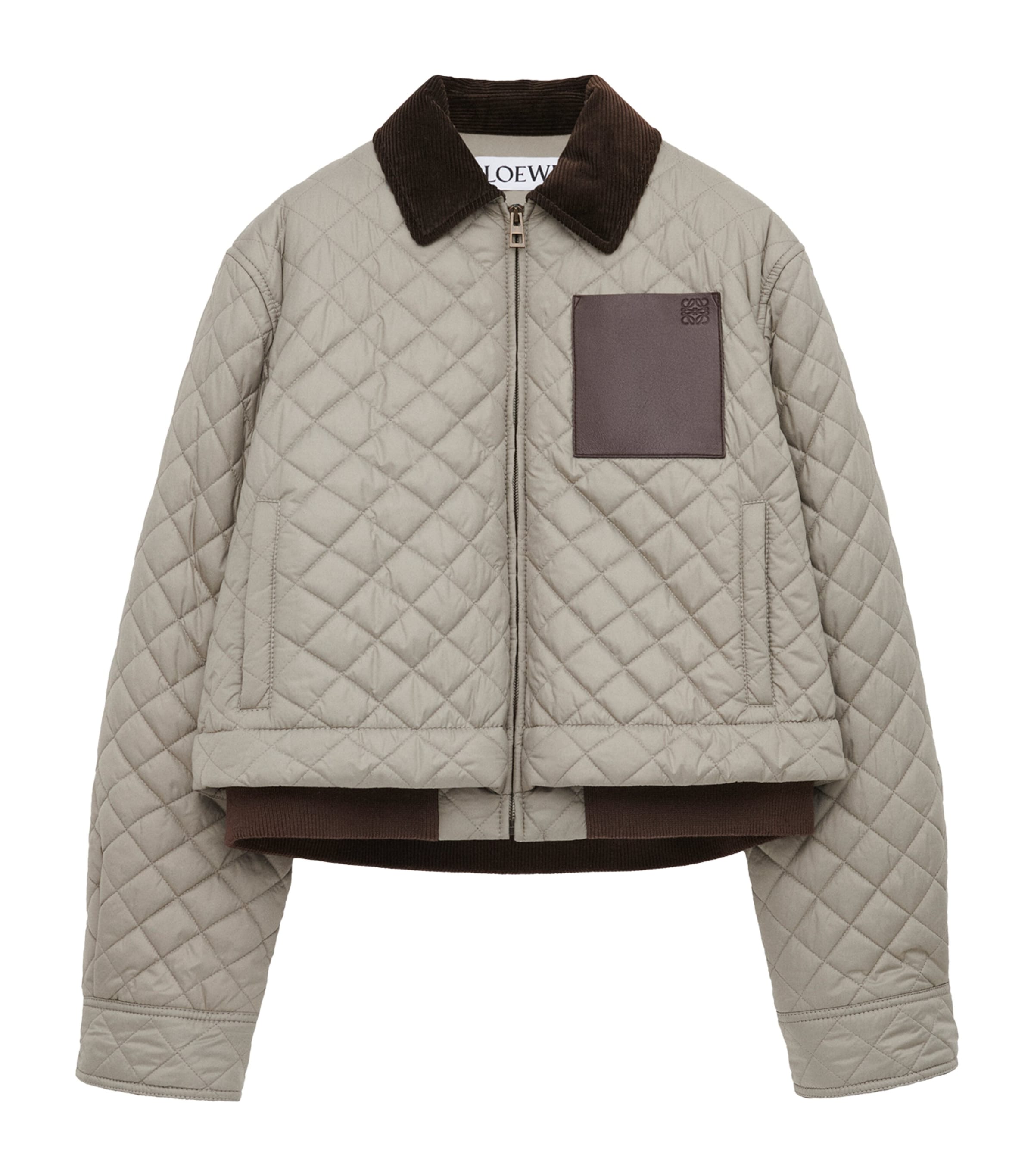 Corduroy-Collar Quilted Jacket MEDIUM GREY Image 1