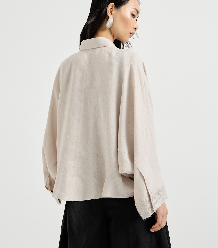 Brunello Cucinelli Womens Linen Embellished Shirt Image 4