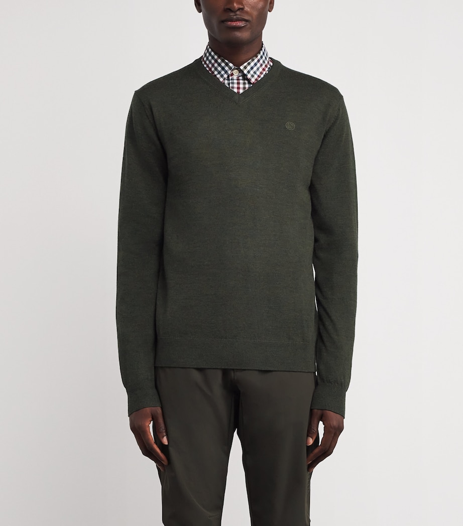 Merino V-Neck Sweater 07AA:GREEN MOSS Image 3
