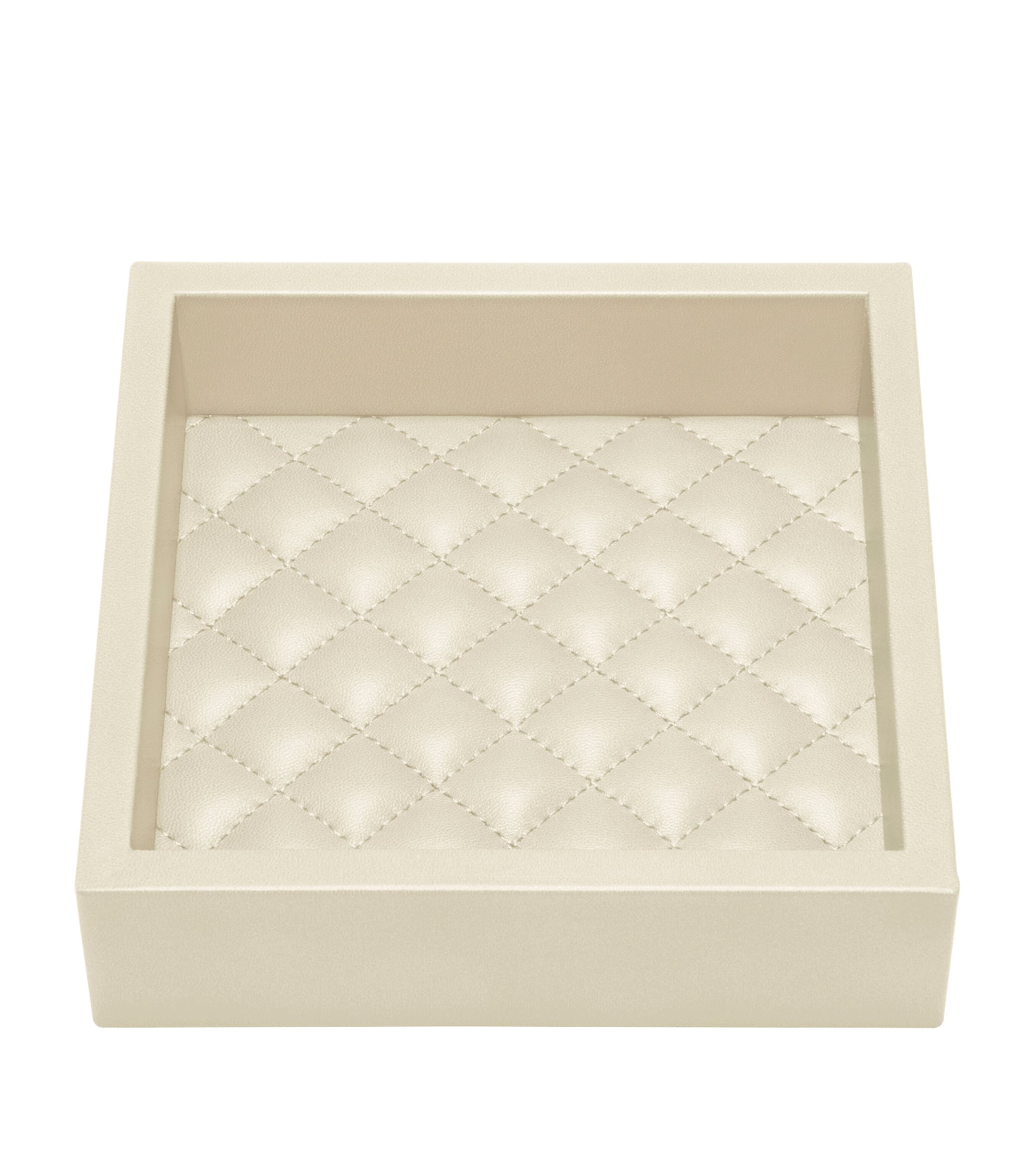 Shop Riviere Leather Small Quilted Tray In Ivory