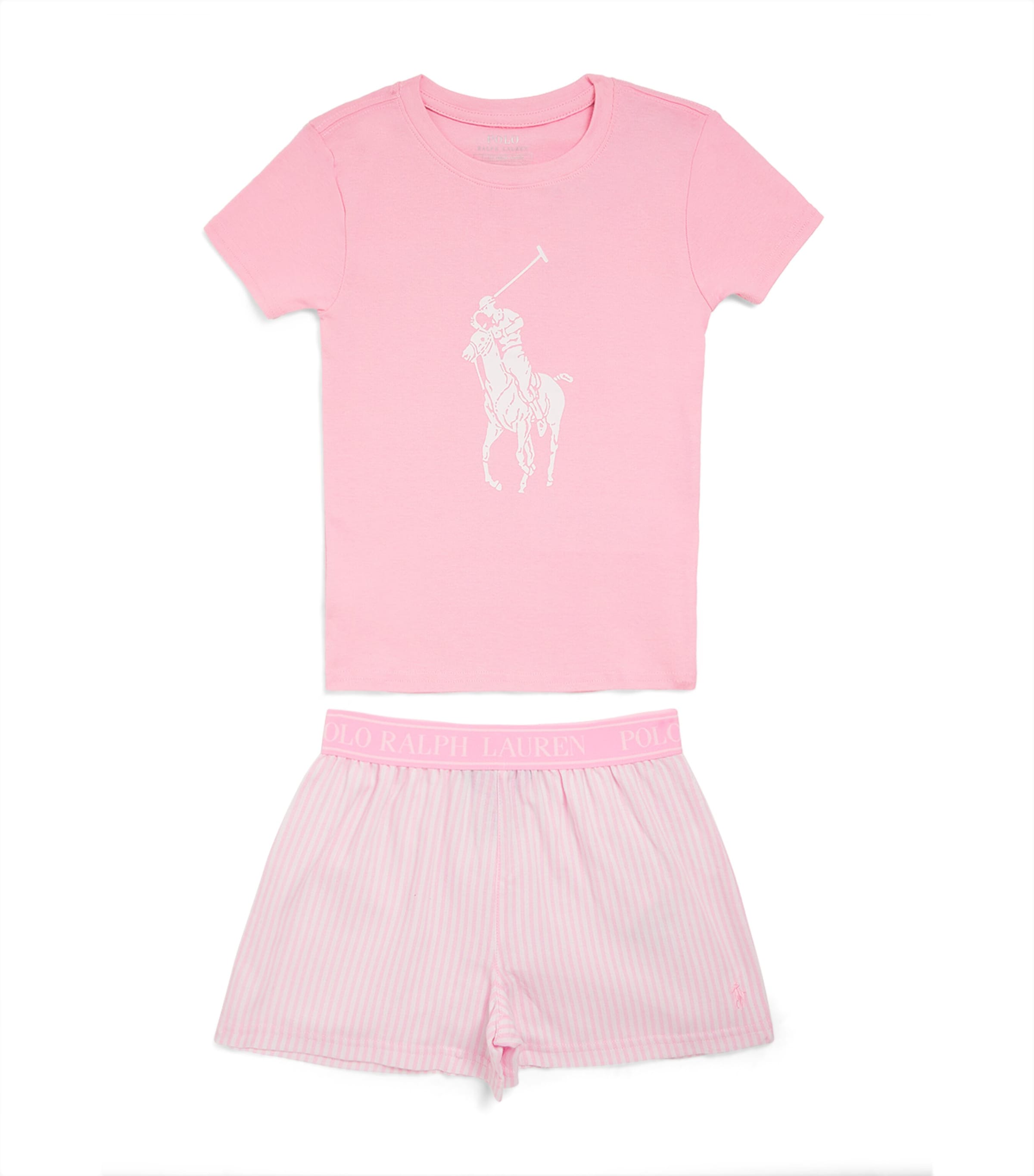 Polo Pony T-Shirt and Shorts Pyjama Set (7-12 Years) W2QWHITE/CARMEL PINK Image 1