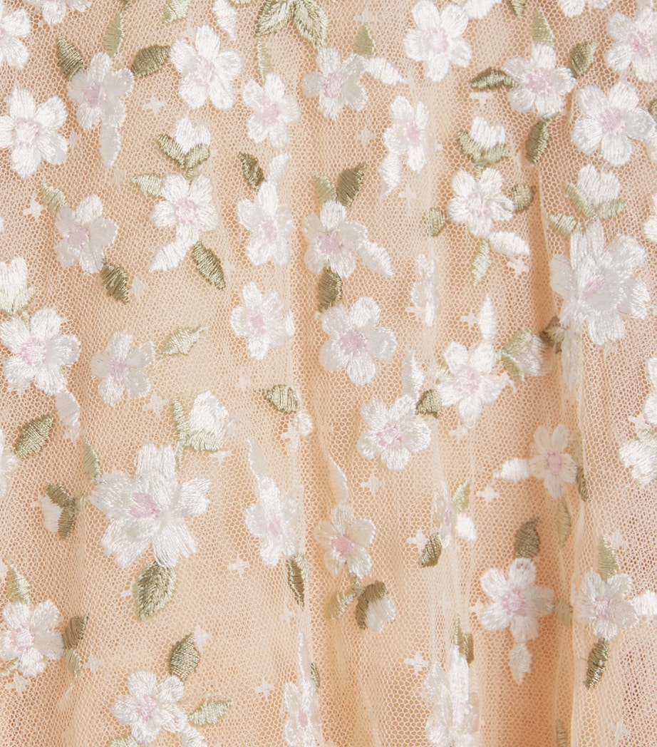 Needle & Thread Tulle Camellia Ditsy Cape Dress (8-12 Years) Apricot Blush/multi Image 3