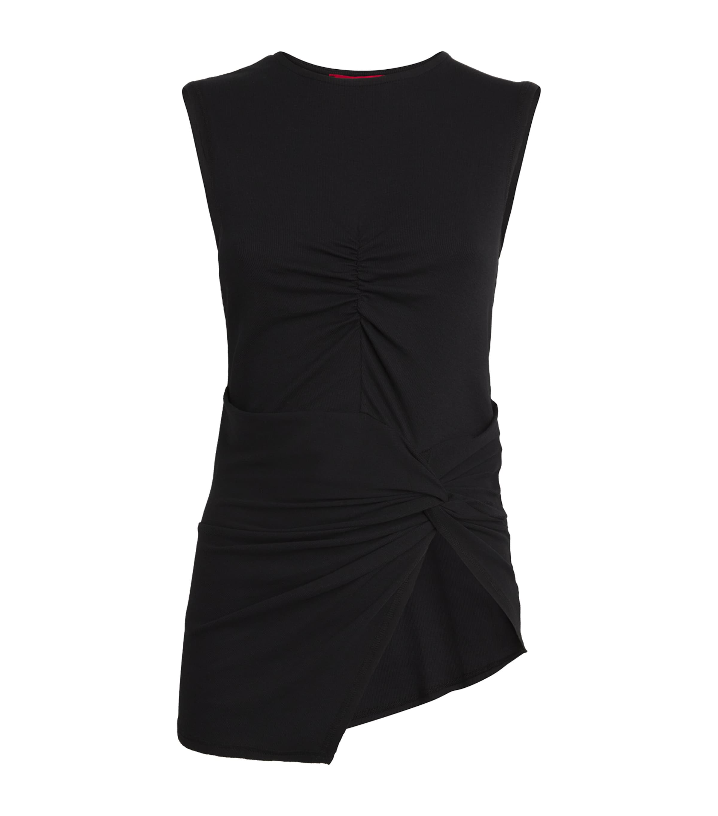 Shop Max & Co Ruched Asymmetric Tank Top In Black