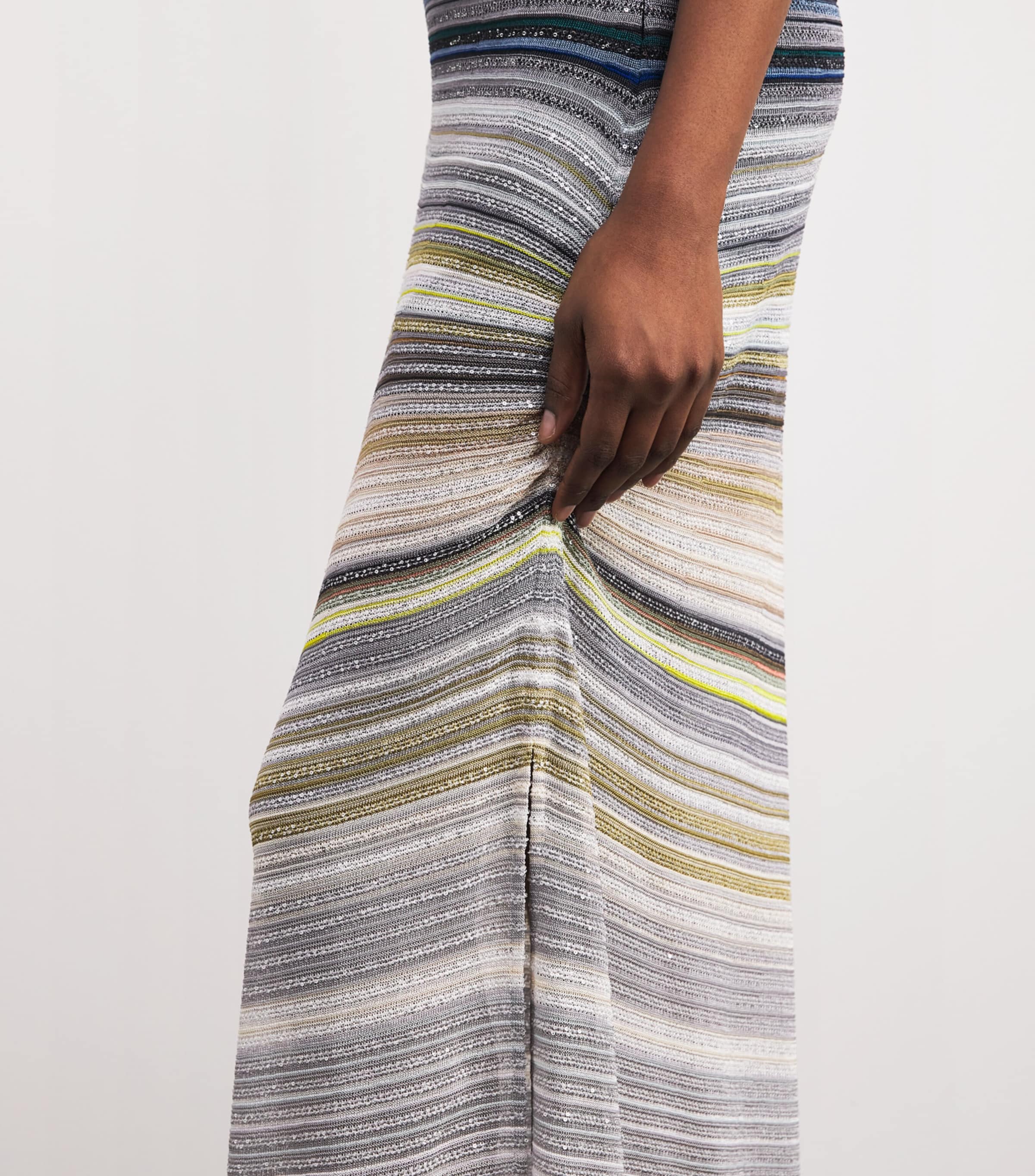 Lamé Embellished Stripe Maxi Dress SM9WR BLUE/LGHT GREY Image 6