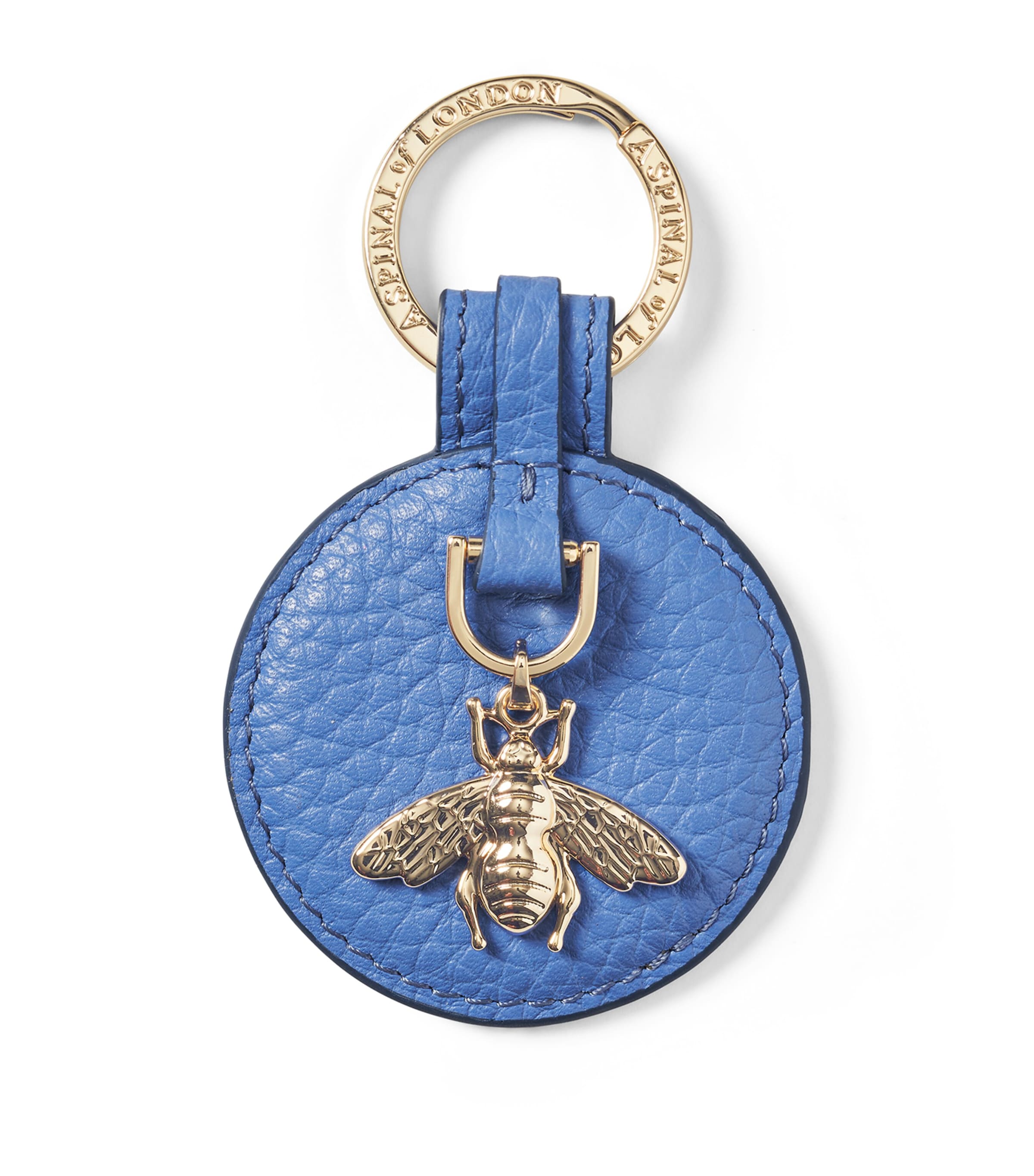Aspinal Of London Leather Bee Keyring In Blue