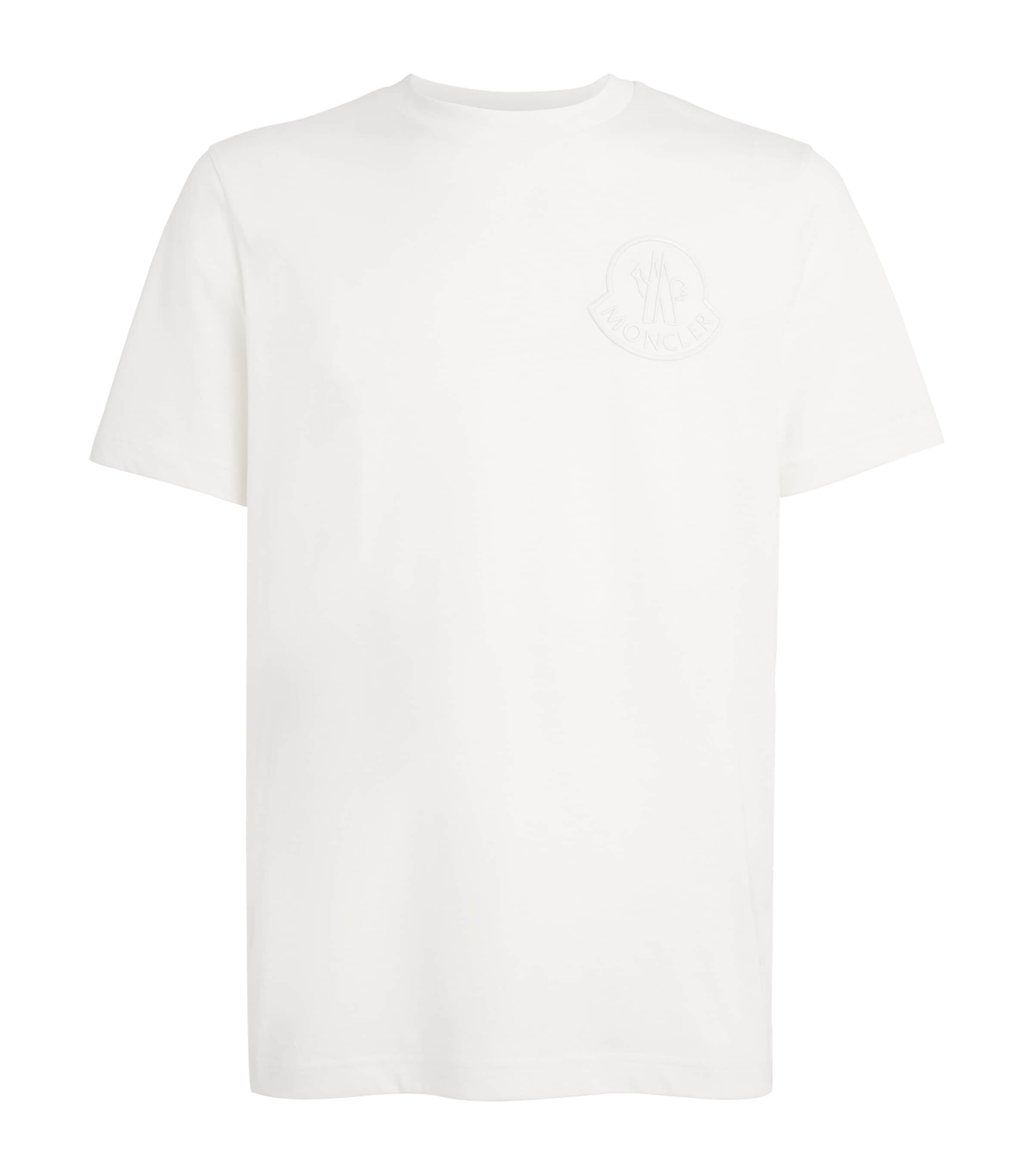 Tシャツ・カットソー MONCLER T-shirt with flocked cotton logo (K20918C00036 778) Moncler - Logo-Flocked Cotton-Jersey T-Shirt - Purple Moncler