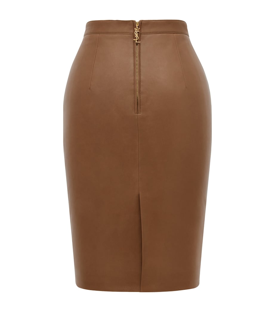 Saint Laurent Womens Lambskin Pencil Midi Skirt Image 2