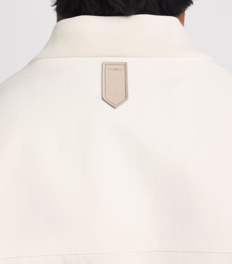 Canali Mens Linen-Silk Bomber Jacket Image 3