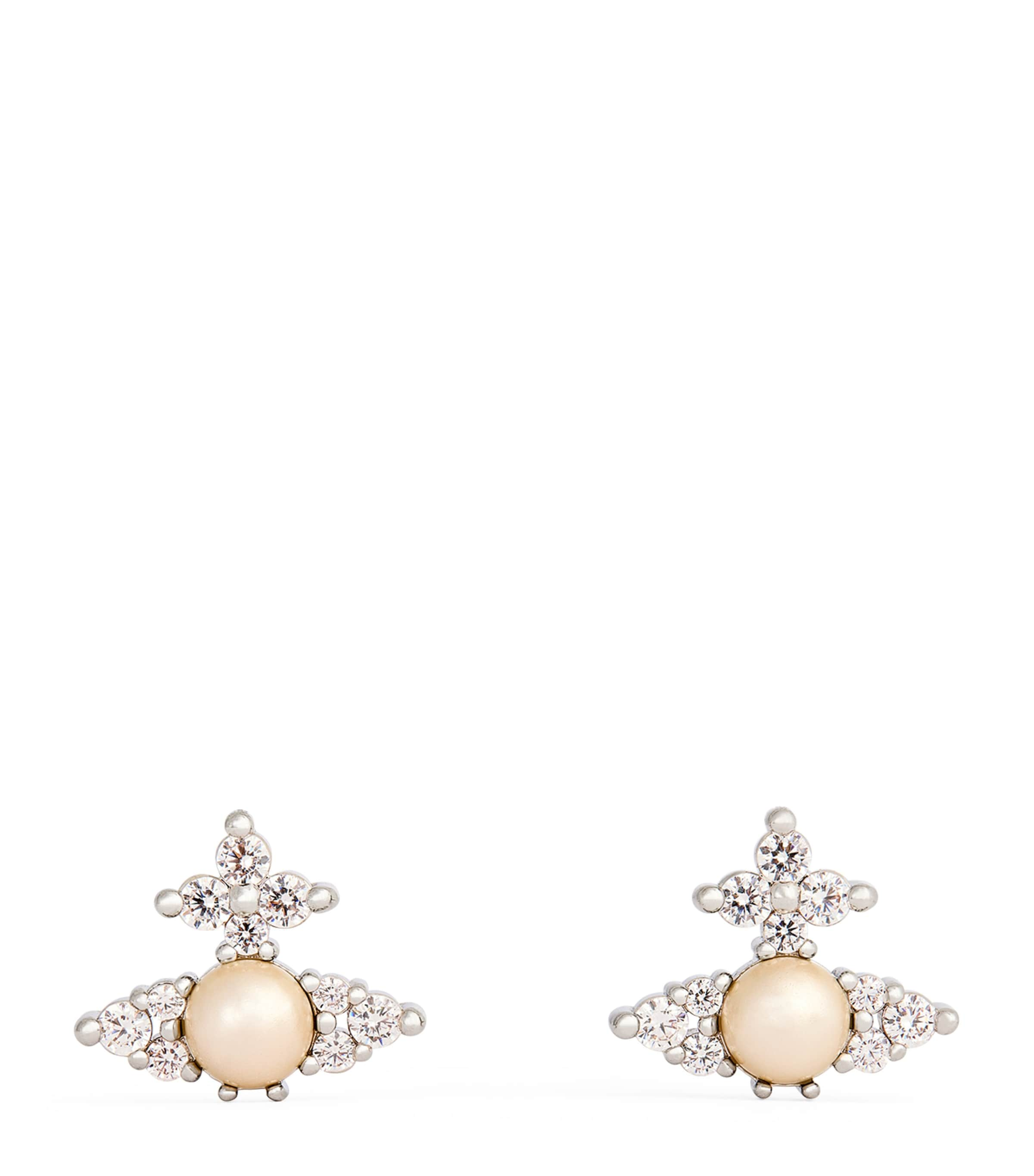 Vivienne Westwood Embellished Feodora Earrings In Silver