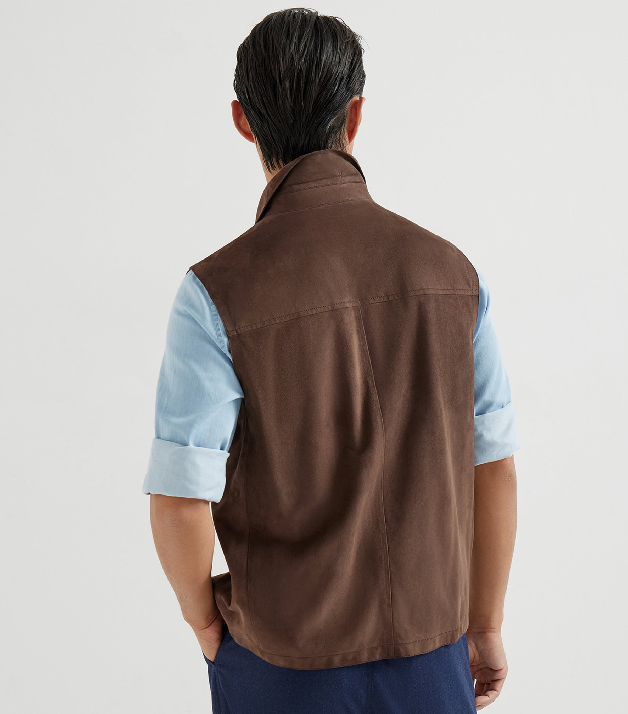 Brunello Cucinelli Brown Suede Button-Up Gilet | Harrods US