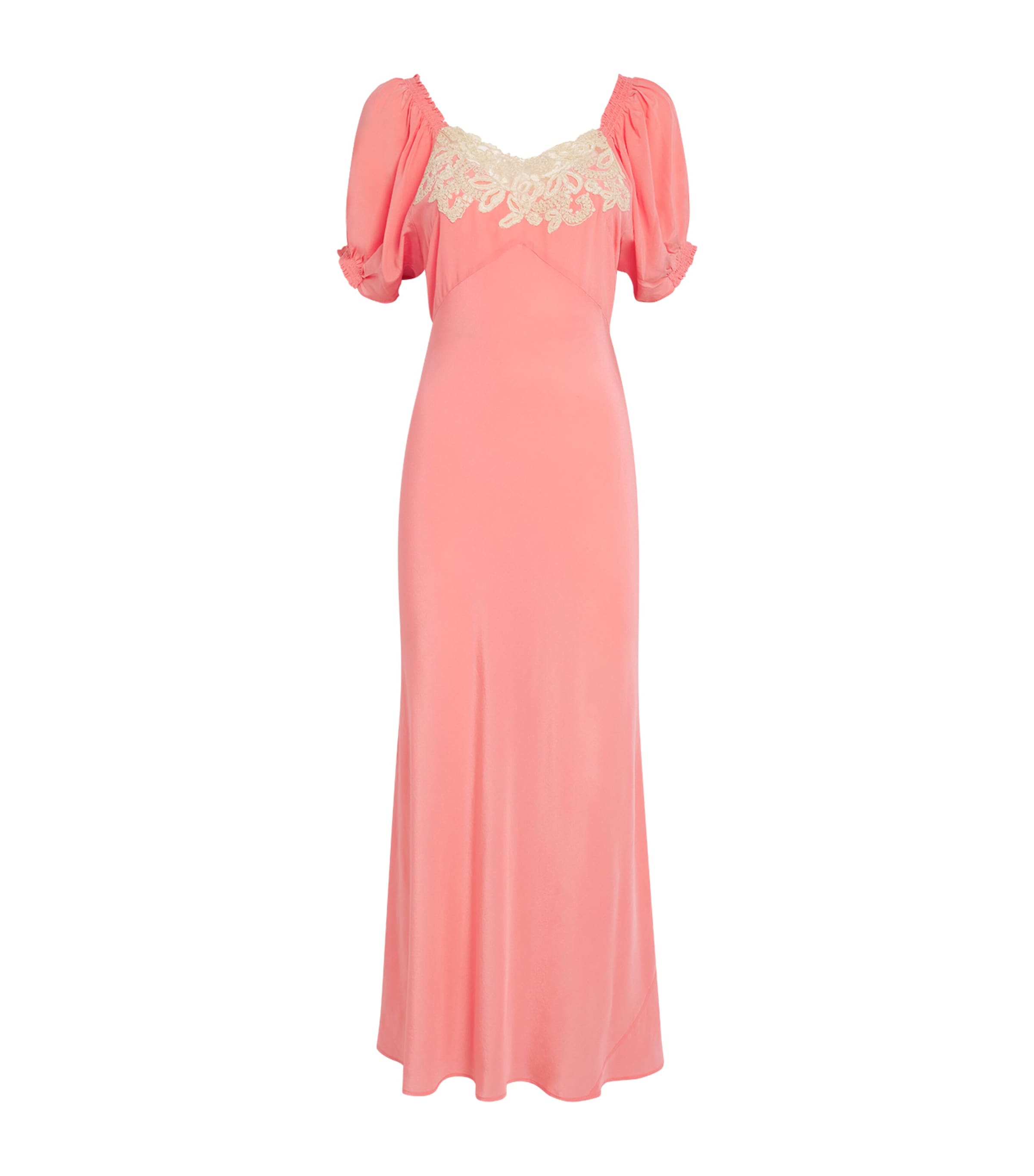 Silk Lace-Trim Midi Dress PINK Image 1