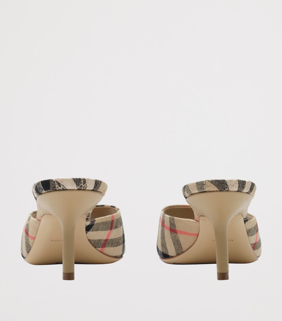 Burberry Linen-Blend Check Mews Mules 65 Sand Ip Check Image 5