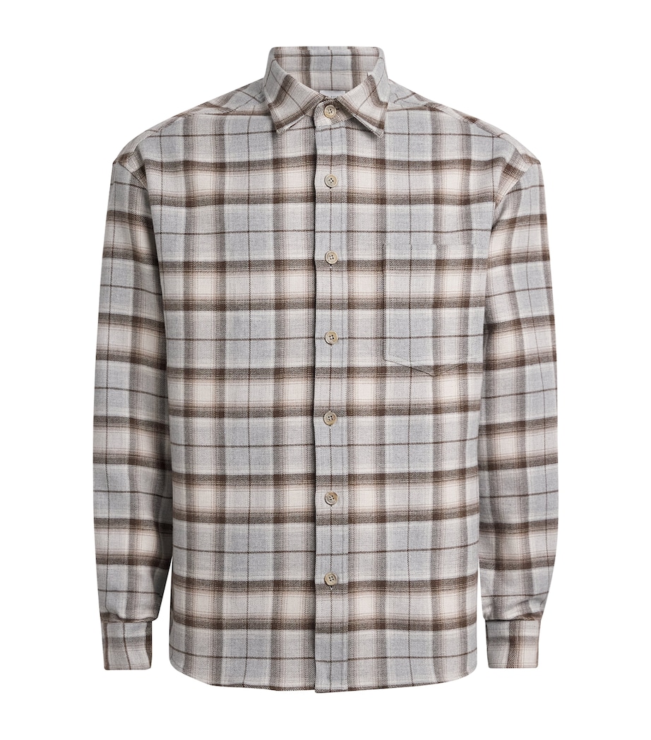 Pal Zileri Mens Cotton Check Shirt Brown Image 1