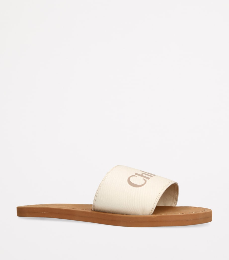 Chloé Kids Canvas Logo Slides Cream Image 3