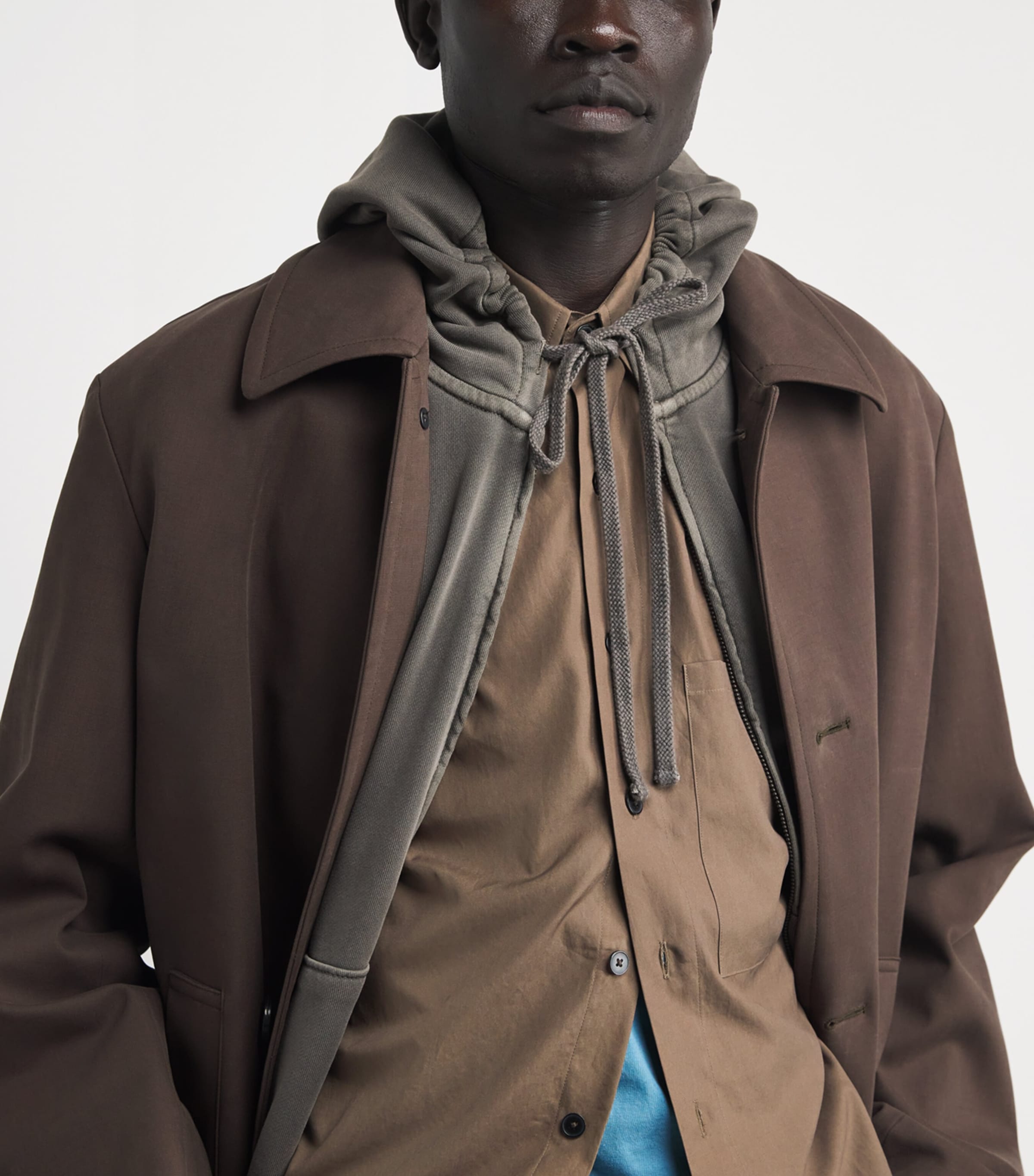 Auralee Brown Washed Finx Cotton Shirt | Harrods US