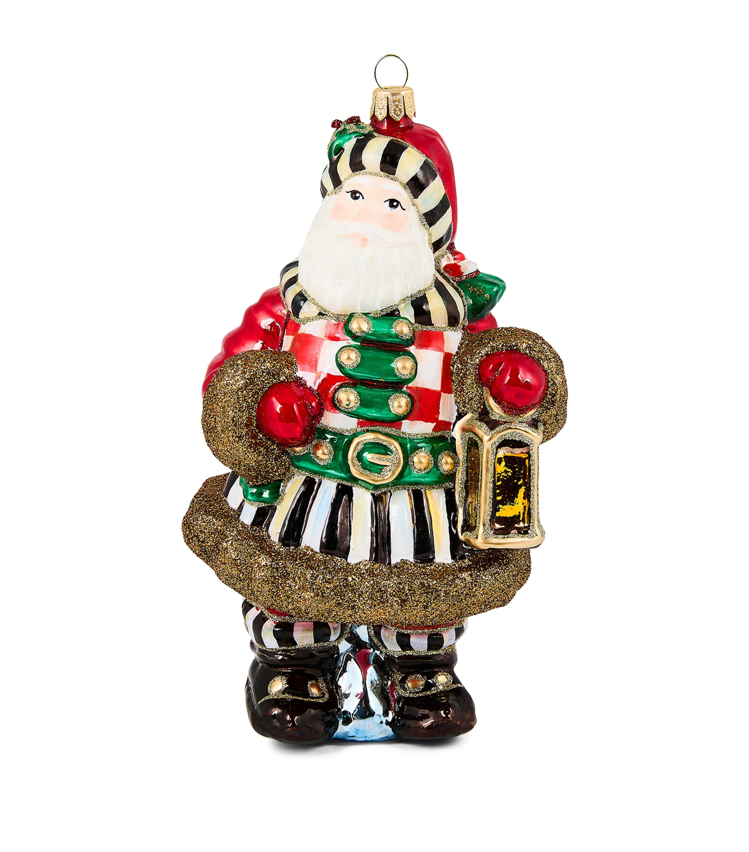 Mackenzie-childs Glass Check It Out Santa Tree Decoration In Multi