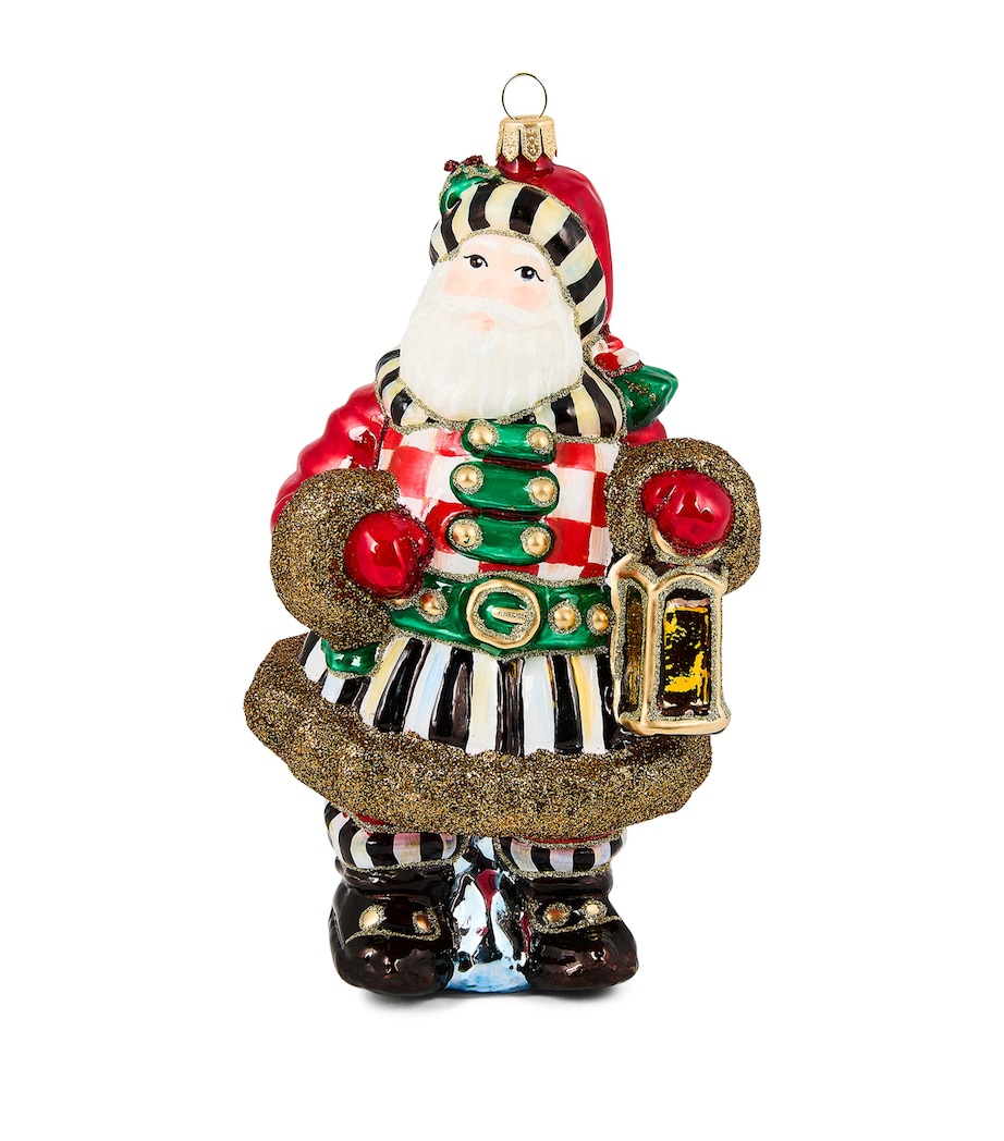 Glass Check It Out Santa Tree Decoration RED Image 1