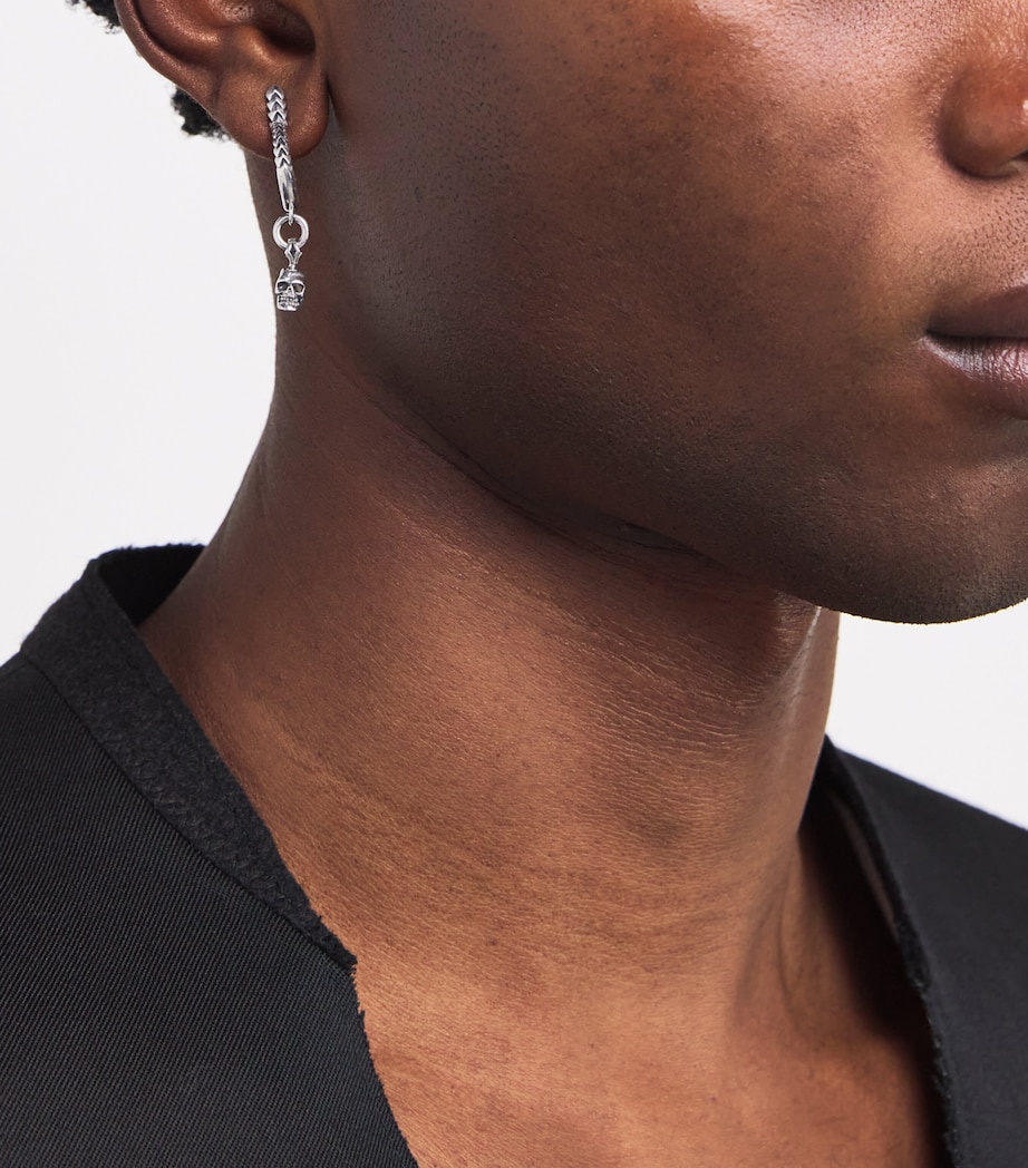 Sterling Silver Skull Single Drop Earring SILVER Image 3