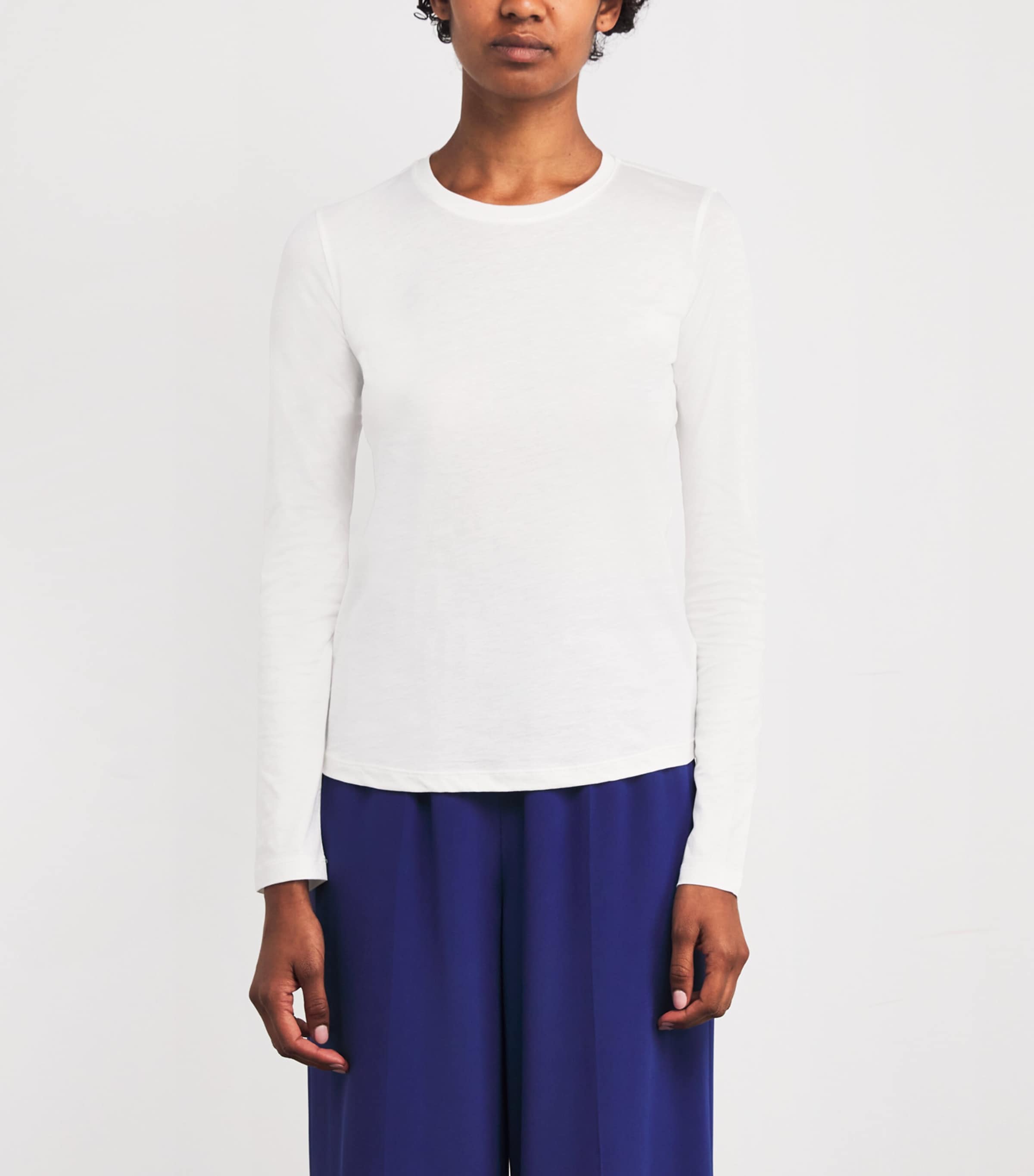 Cotton-Silk Long-Sleeve T-Shirt OFF WHITE Image 3