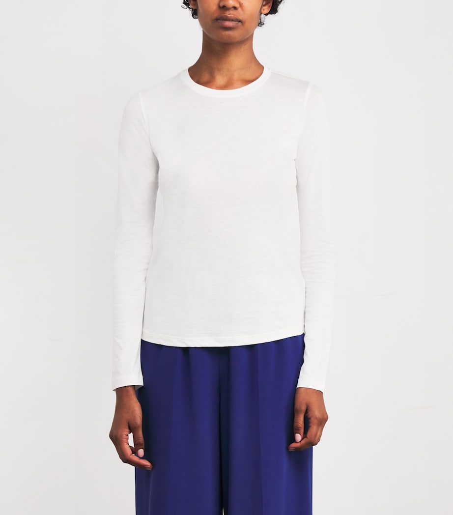 Cotton-Silk Long-Sleeve T-Shirt OFF WHITE Image 3