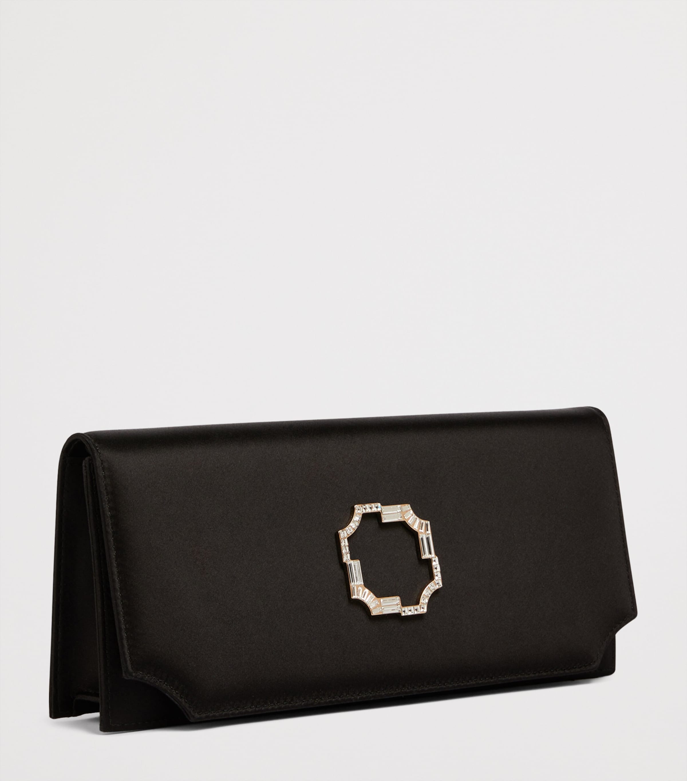 Satin Vivien Evening Clutch Bag BLACK Image 4