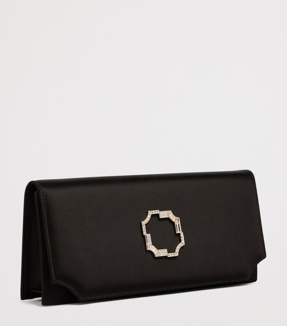 Satin Vivien Evening Clutch Bag BLACK Image 4