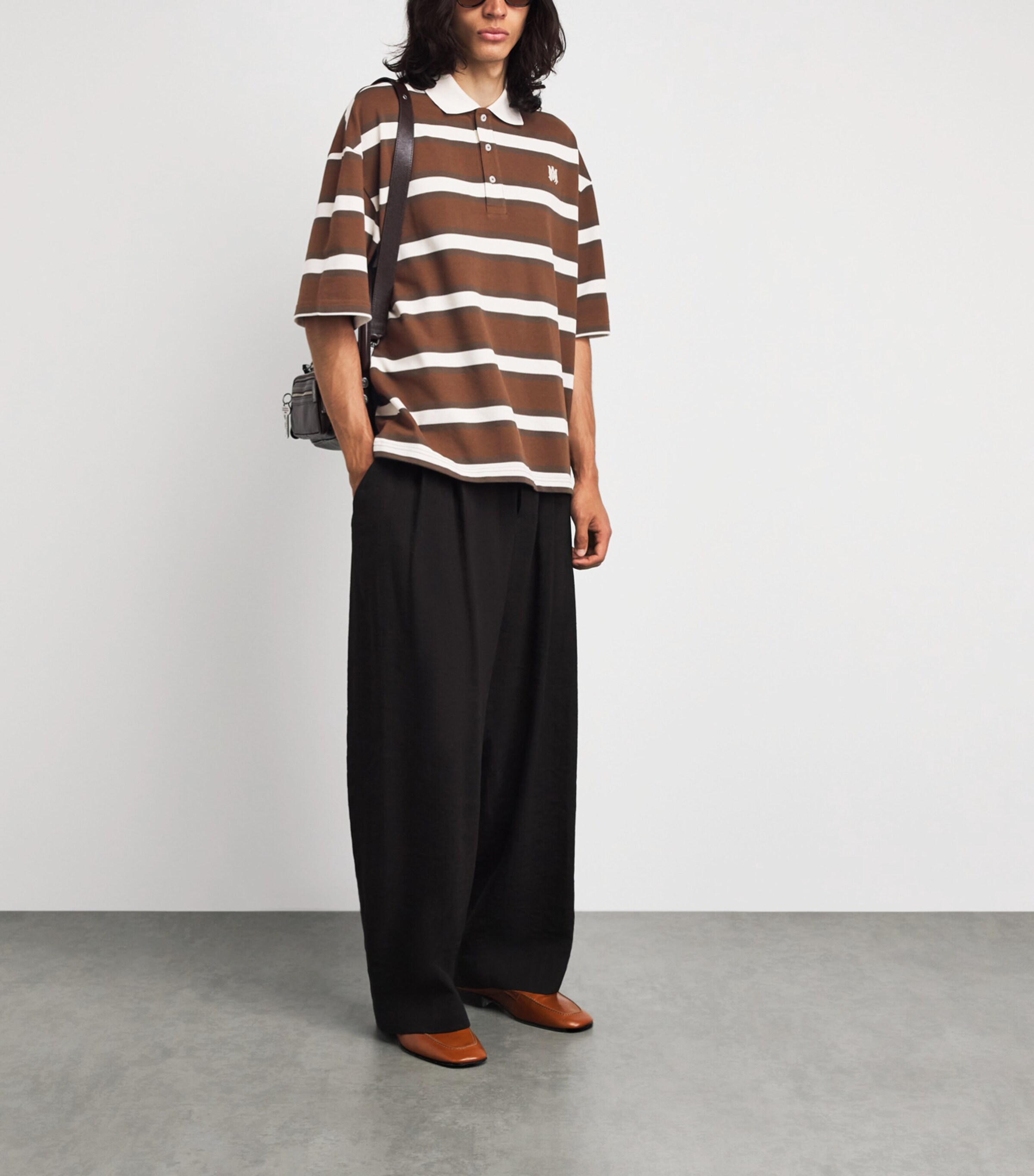 AMIRI Mens Cotton Stripe Logo T-Shirt Tobacco Image 2