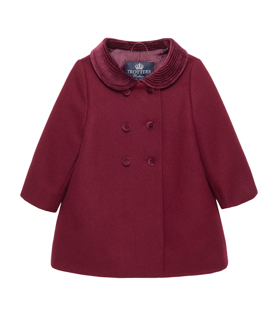 Wool Double-Breasted Classic Coat (6-24 Months) BURGUNDY Image 1