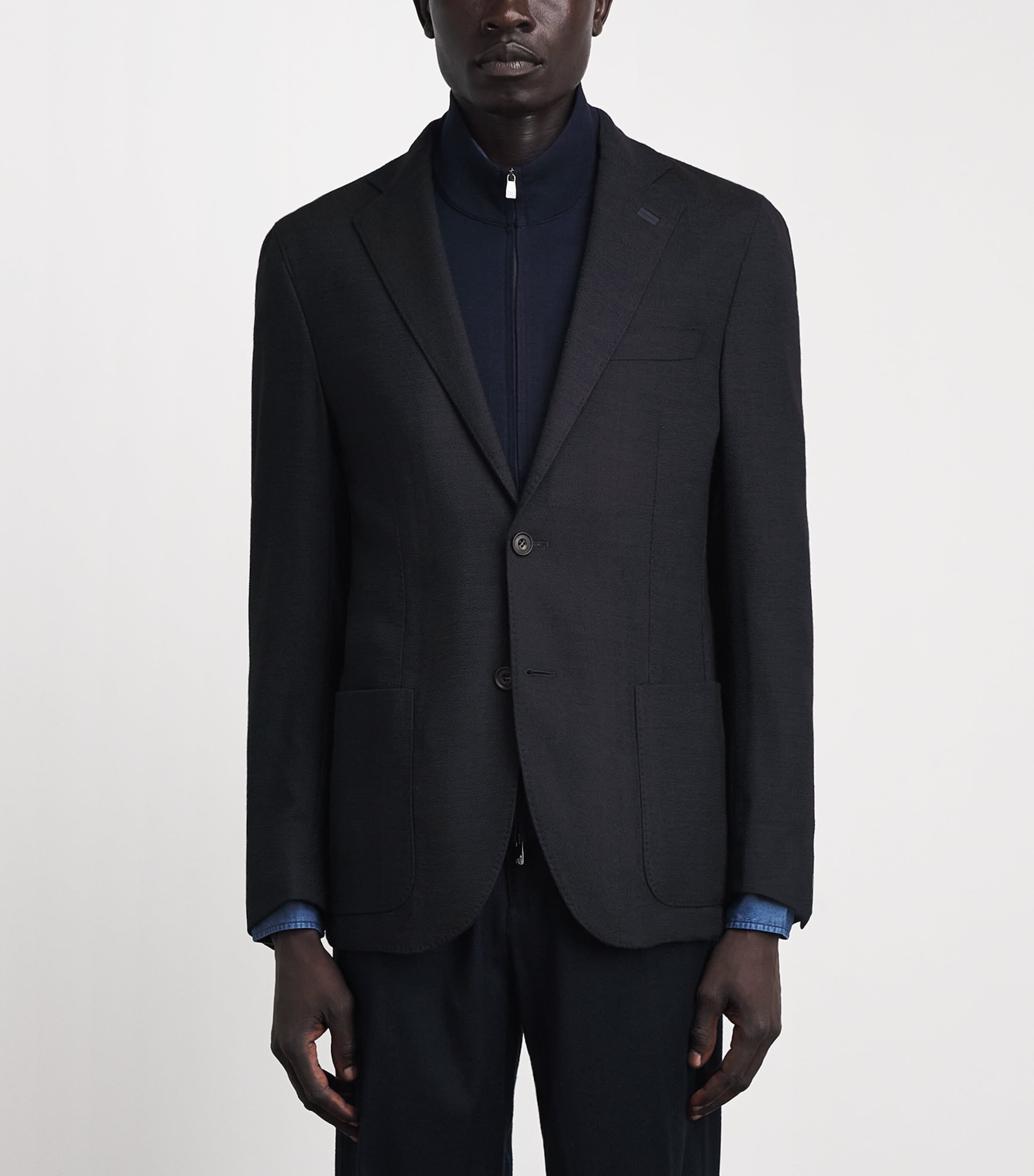 Corneliani Mens Stretch-Wool Detachable-Insert Blazer Dark Blue Image 4