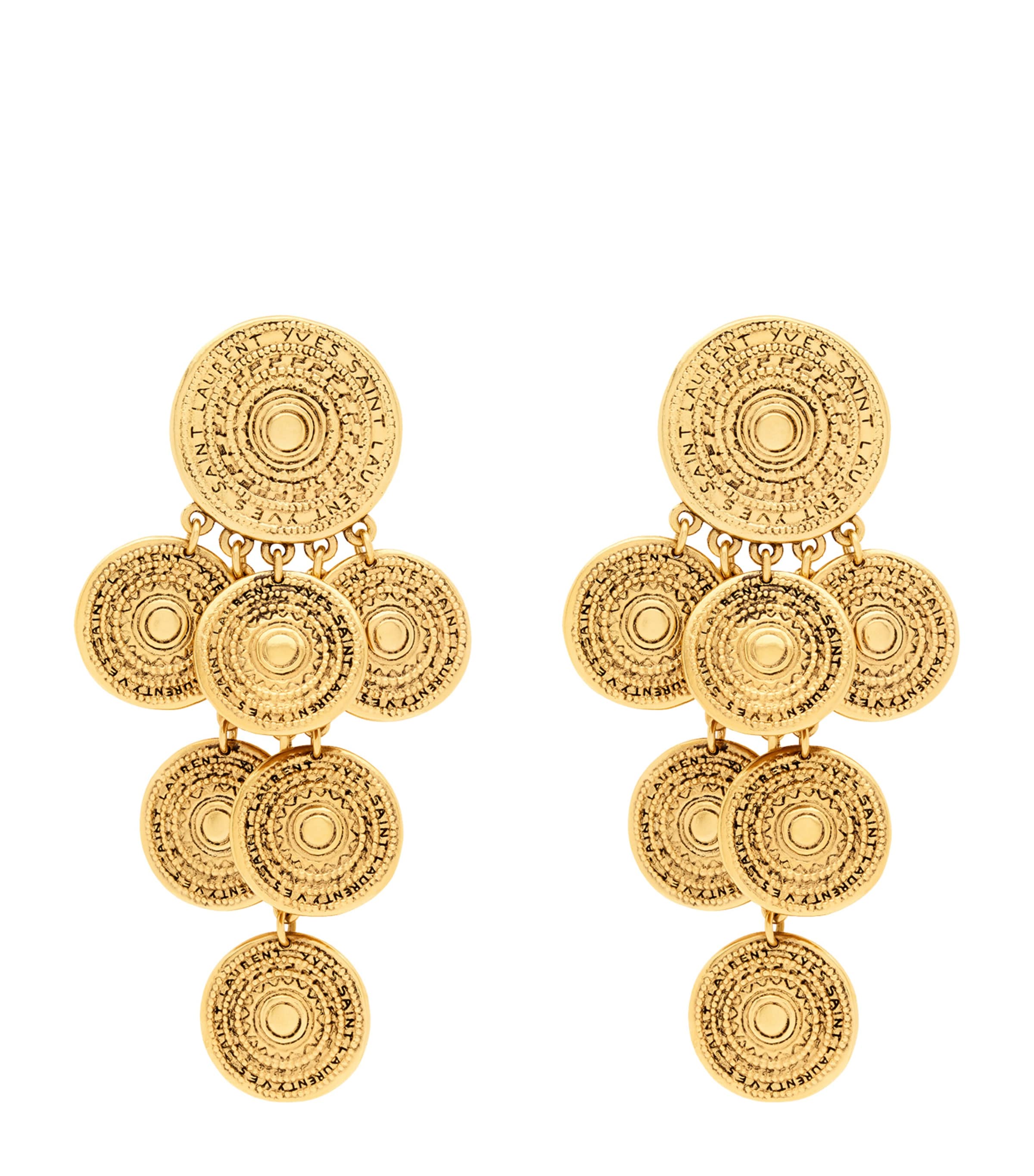 Saint Laurent Medallion Chandelier Clip-on Earrings In Metallic