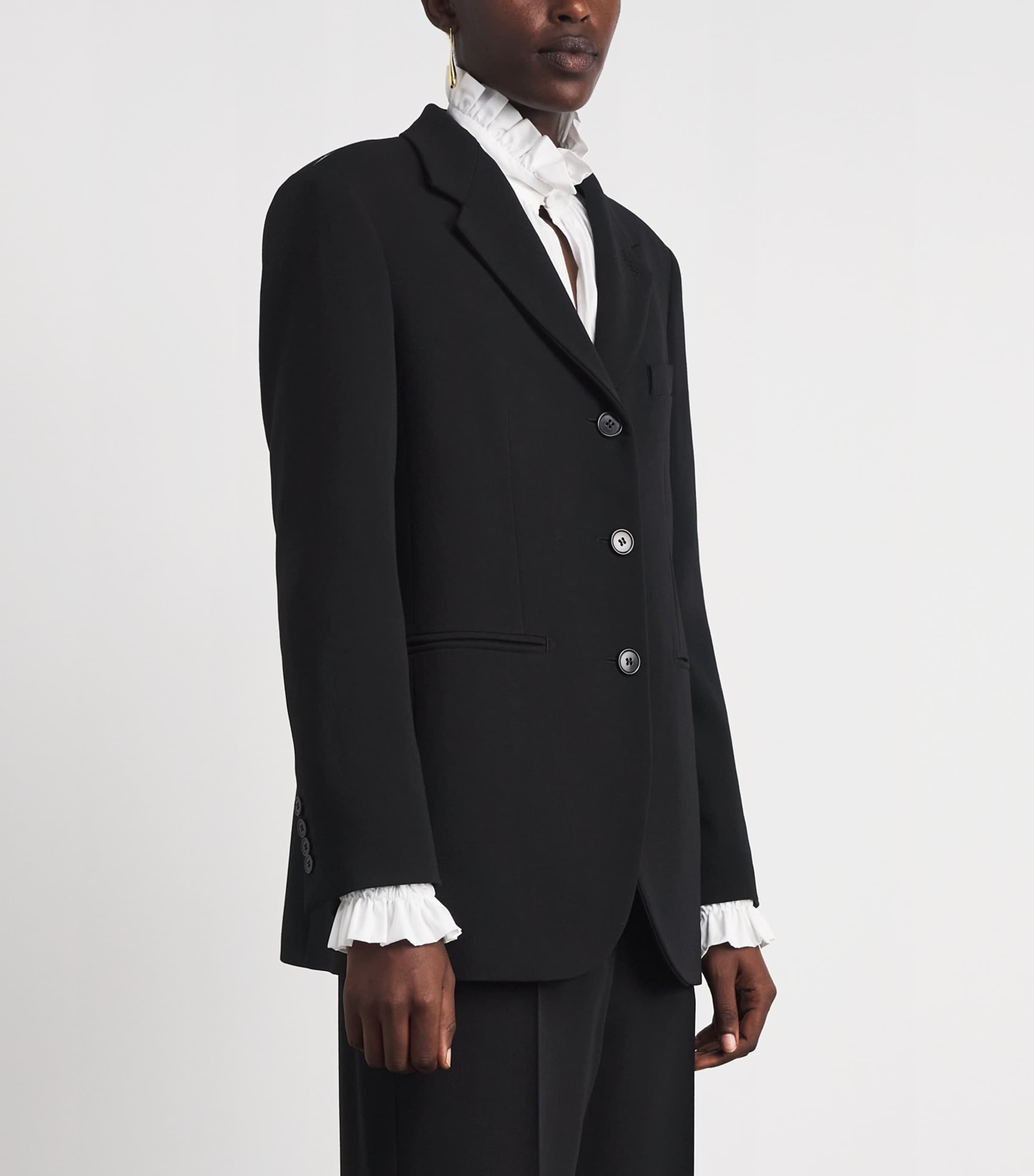Max Mara Womens Wool Single-Breasted Blazer Black Image 4