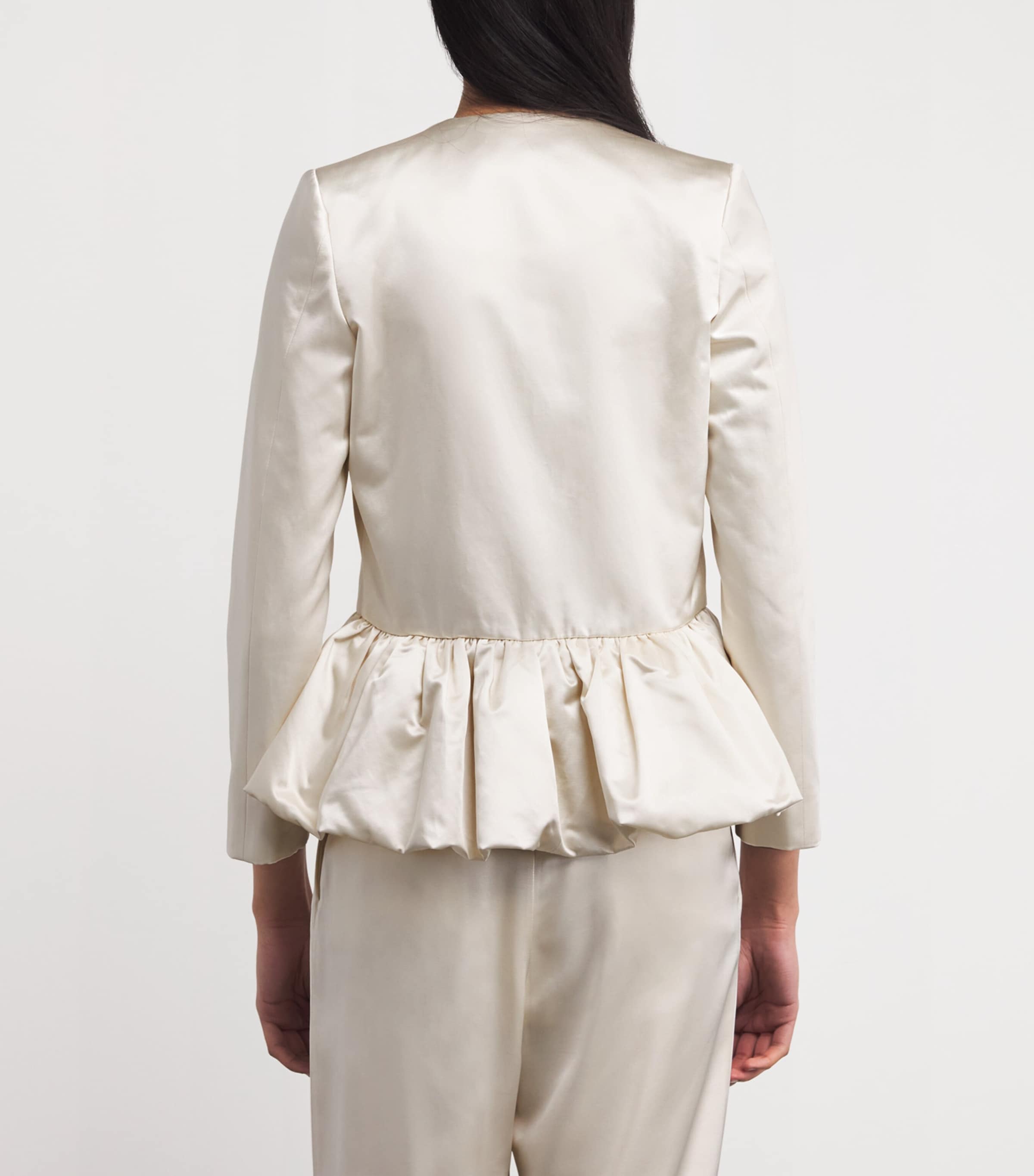 Liberowe Womens Satin Peplum Jacket Ivory Image 4