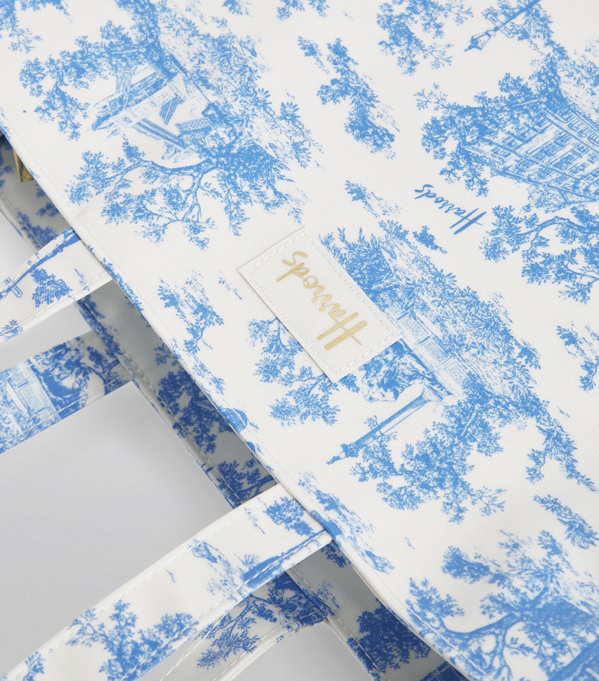Harrods Toile Shoulder Tote Bag Blue Image 9