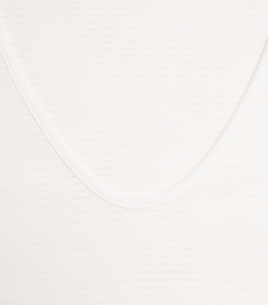 Cotton Mesh Cellular V-Neck T-Shirt WHITE Image 5