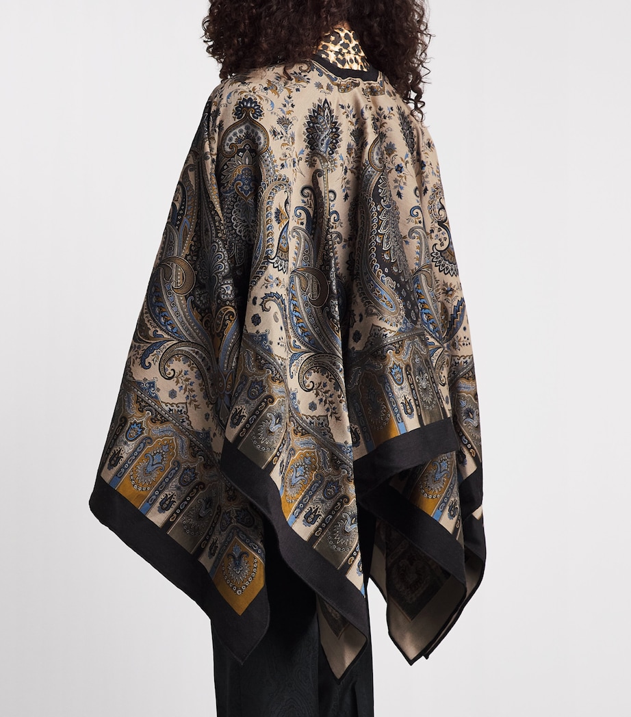Etro Womens Wool-Blend Paisley Cape Print/beige Bs Image 5