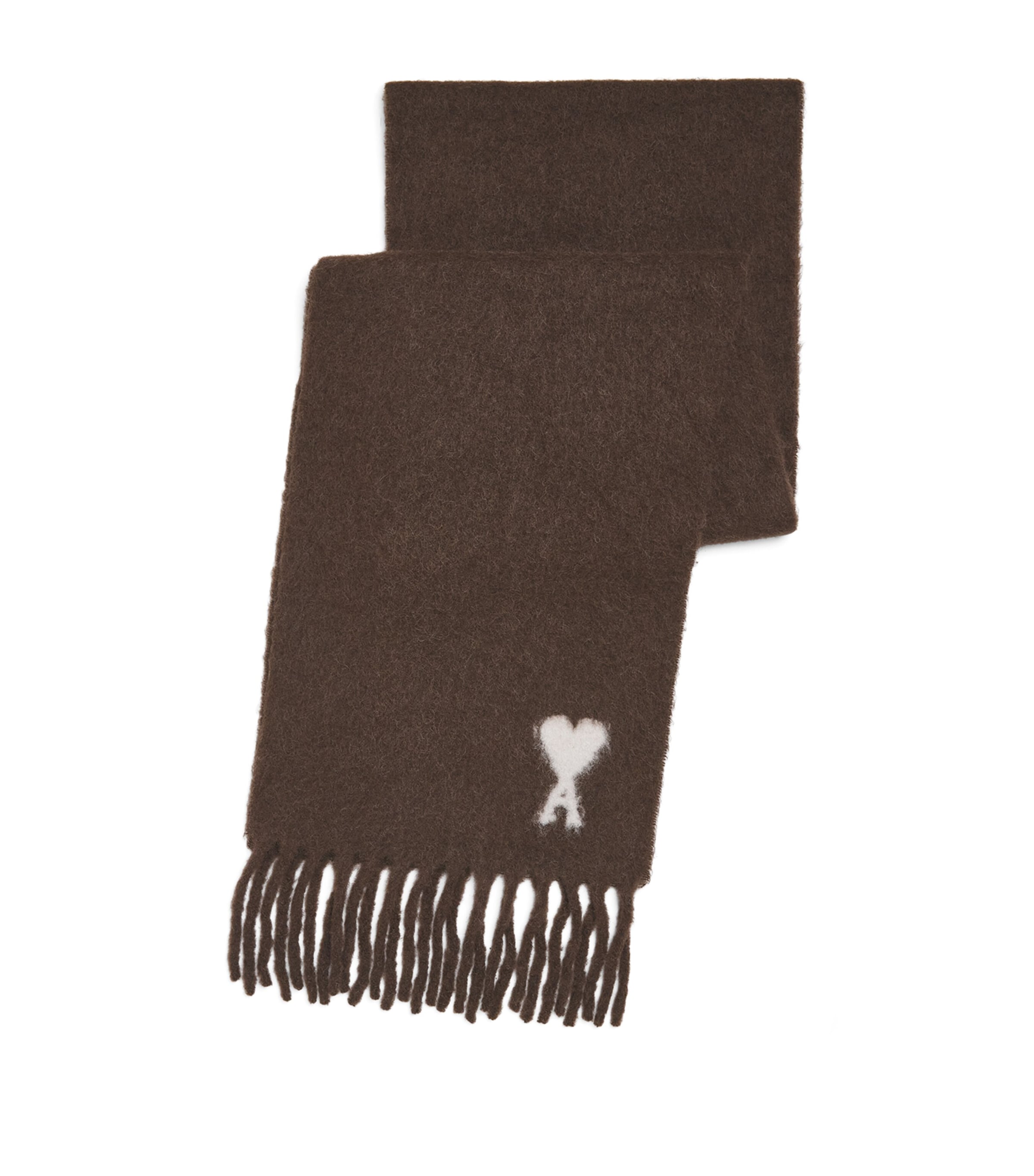 AMI Paris Alpaca-Blend Ami de Coeur Scarf Marron Chocolat Image 1