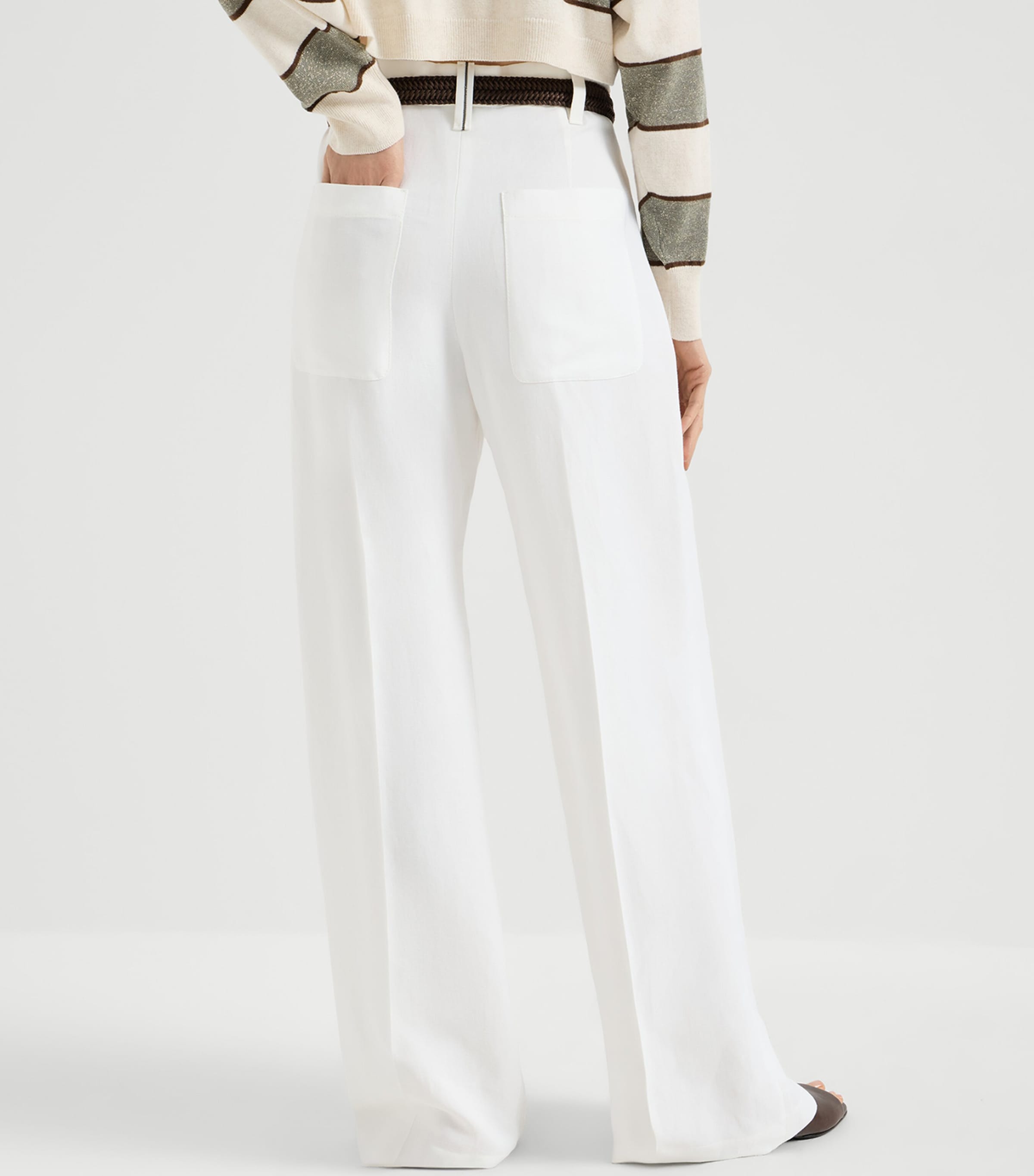Brunello Cucinelli Womens Twill Wide-Leg Trousers Image 5