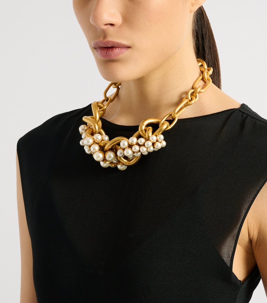 Balmain Embellished Sync Necklace Oro/perle Image 3