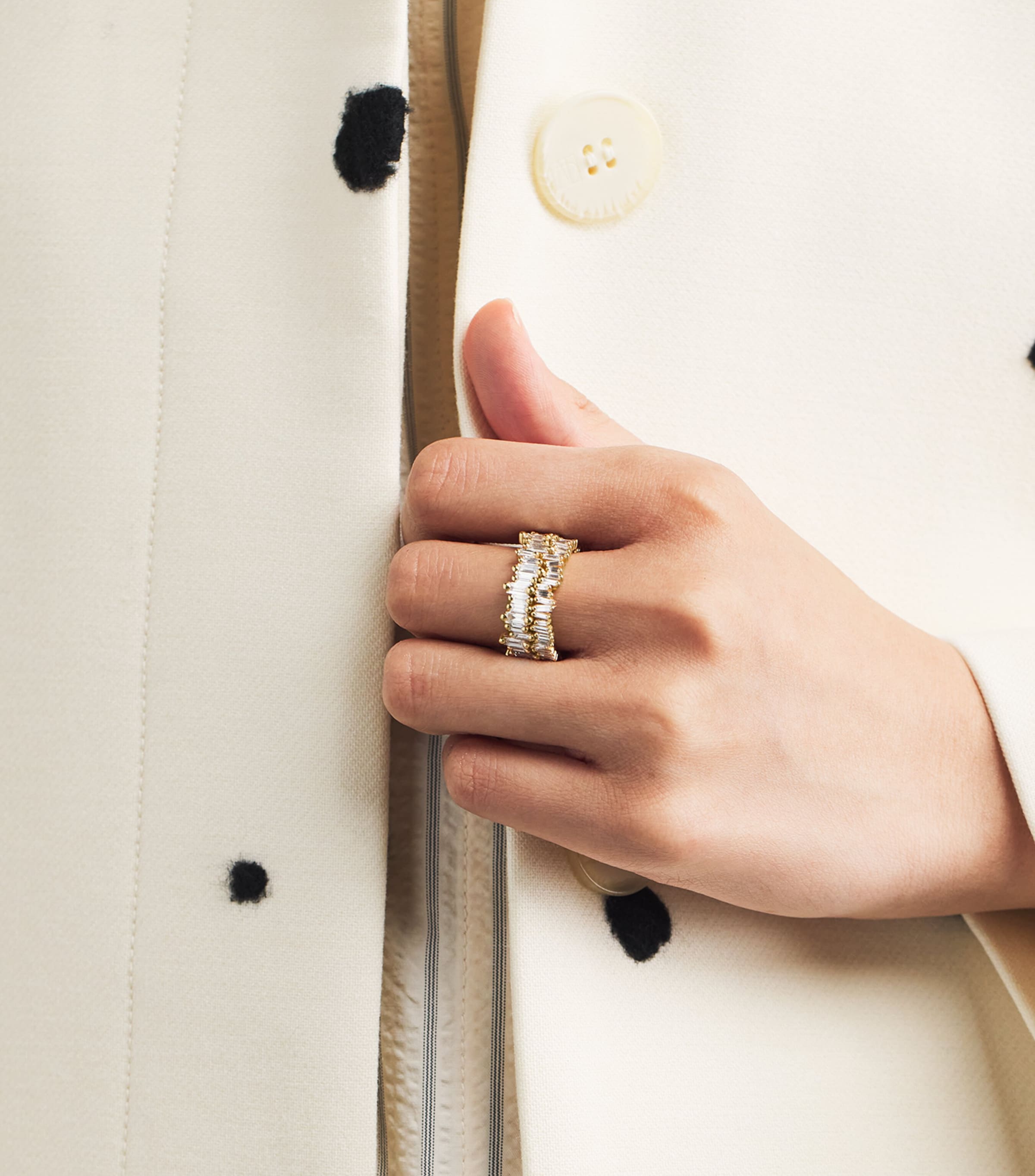 Suzanne Kalan Yellow Gold and Diamond Short Stack Ring (6.5) Yg/wd Image 4