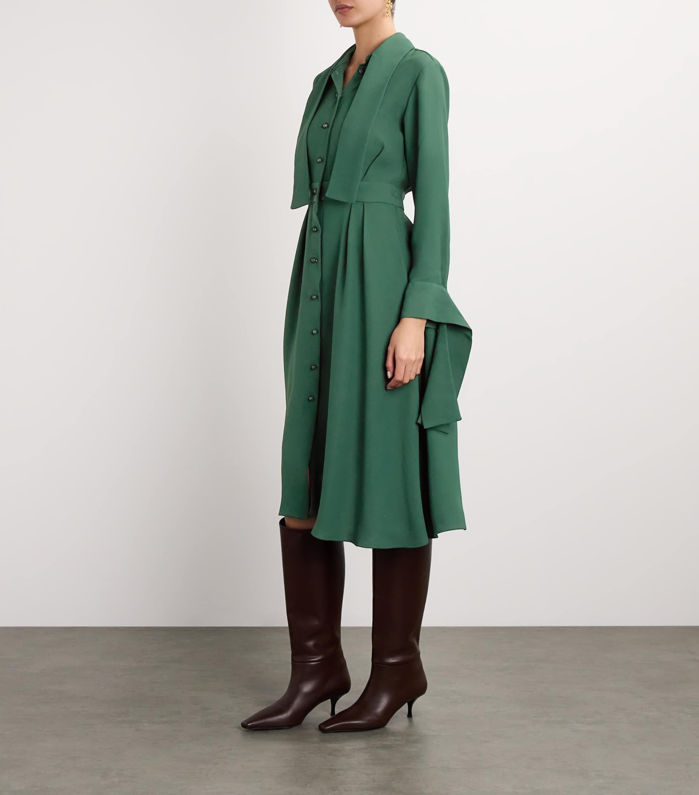 Palmer//Harding Womens Confession Shirt Dress Green Crepe Image 2