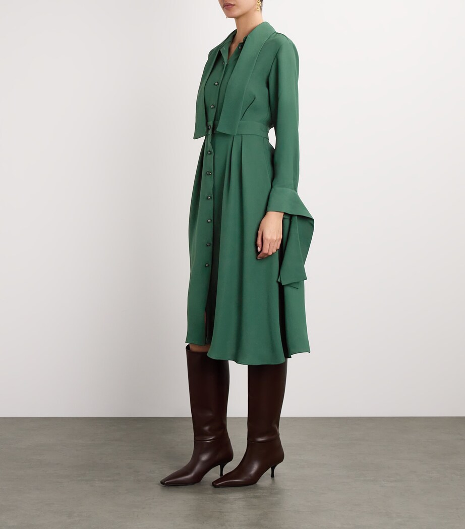 Palmer//Harding Womens Confession Shirt Dress Green Crepe Image 2