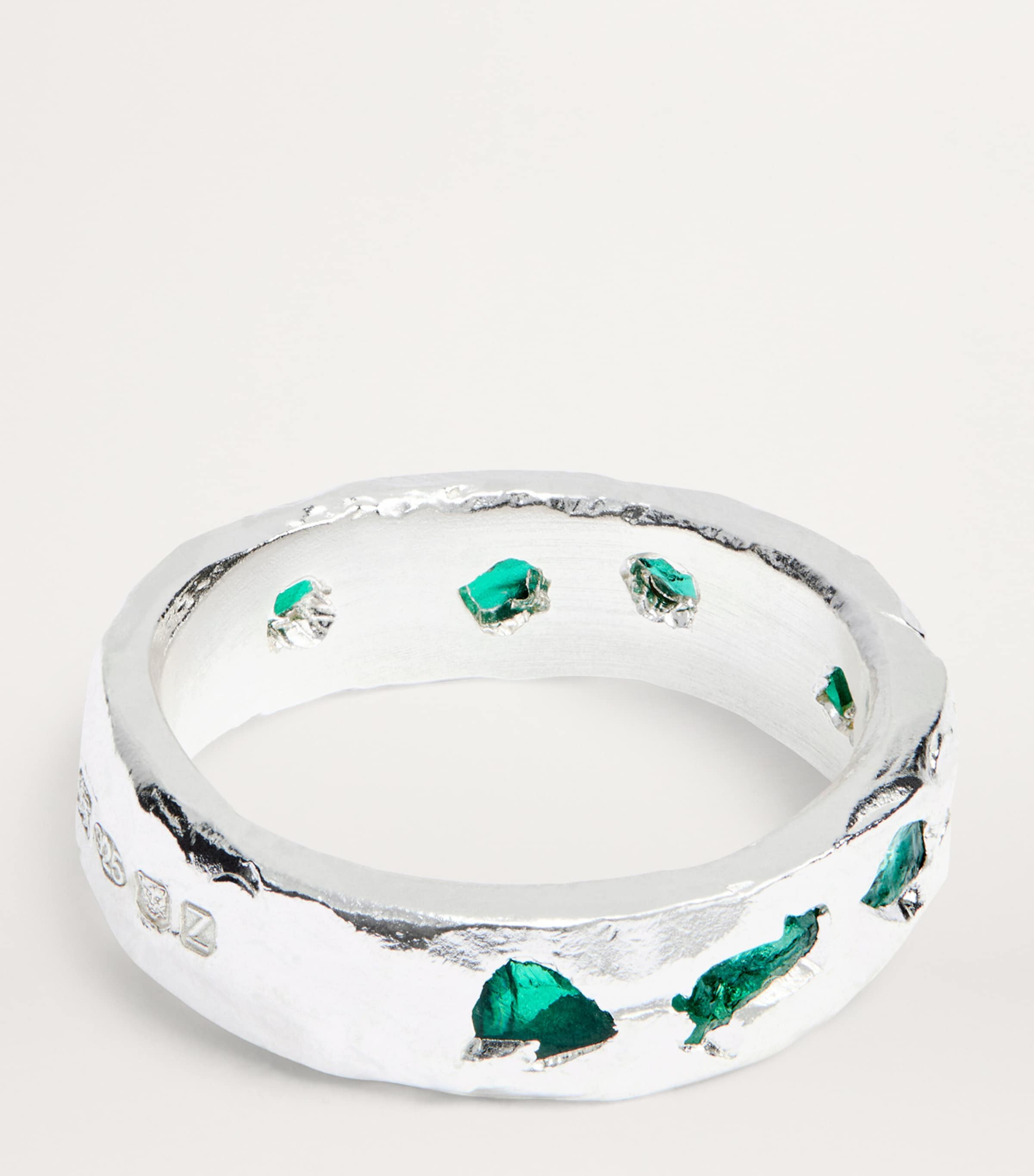 Sterling Silver and Emerald Ring GREEN Image 3