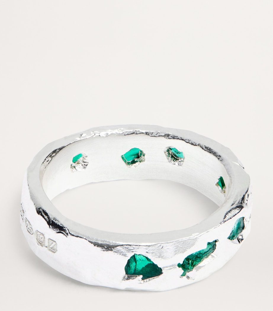 Sterling Silver and Emerald Ring GREEN Image 3